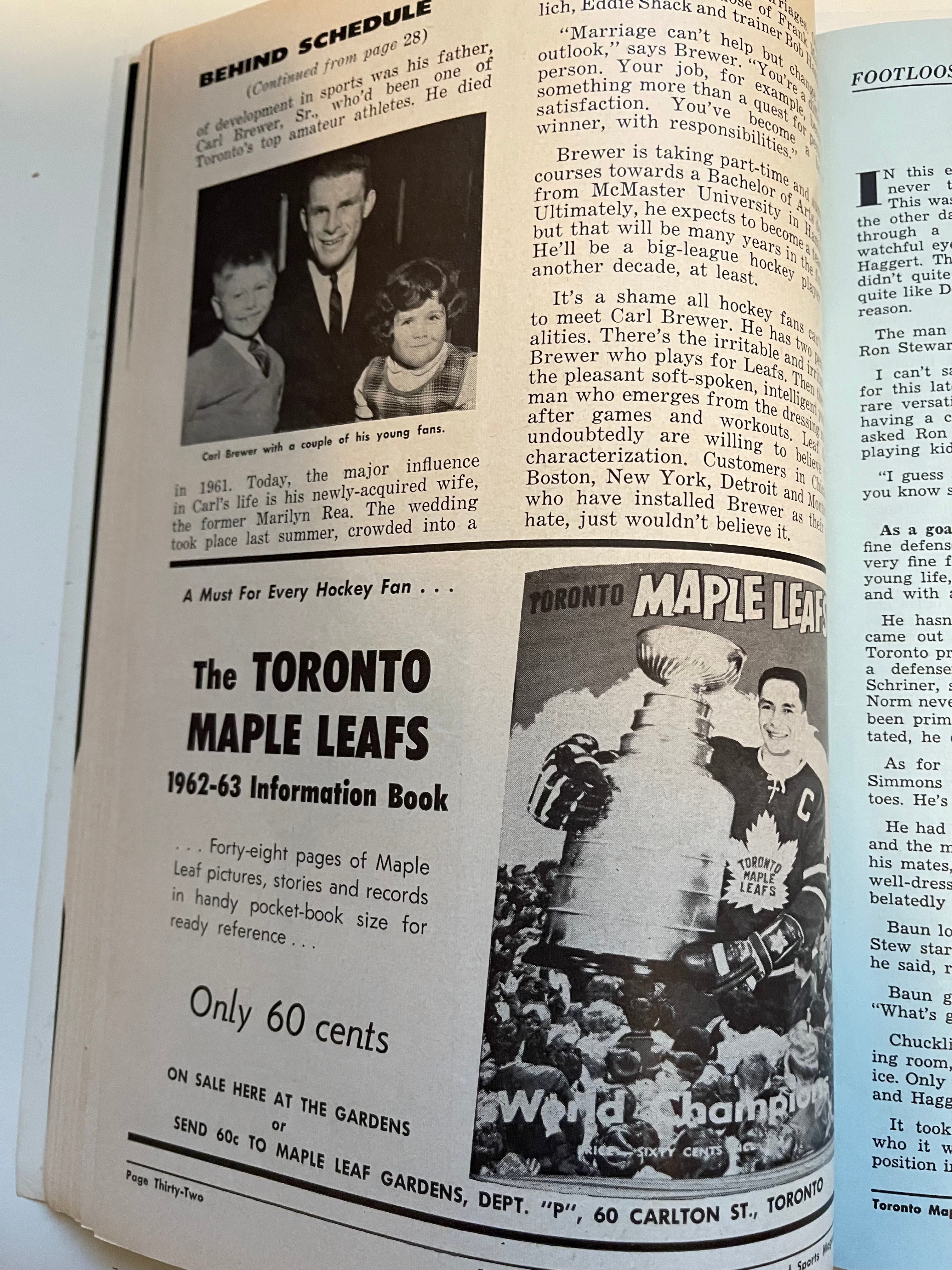Vintage 1963 Maple Leaf Gardens Game Program - Toronto Maple Leafs vs Montreal Canadiens | NHL Hockey Memorabilia, Sports Collectibles & Fan Gift for Hockey Enthusiasts