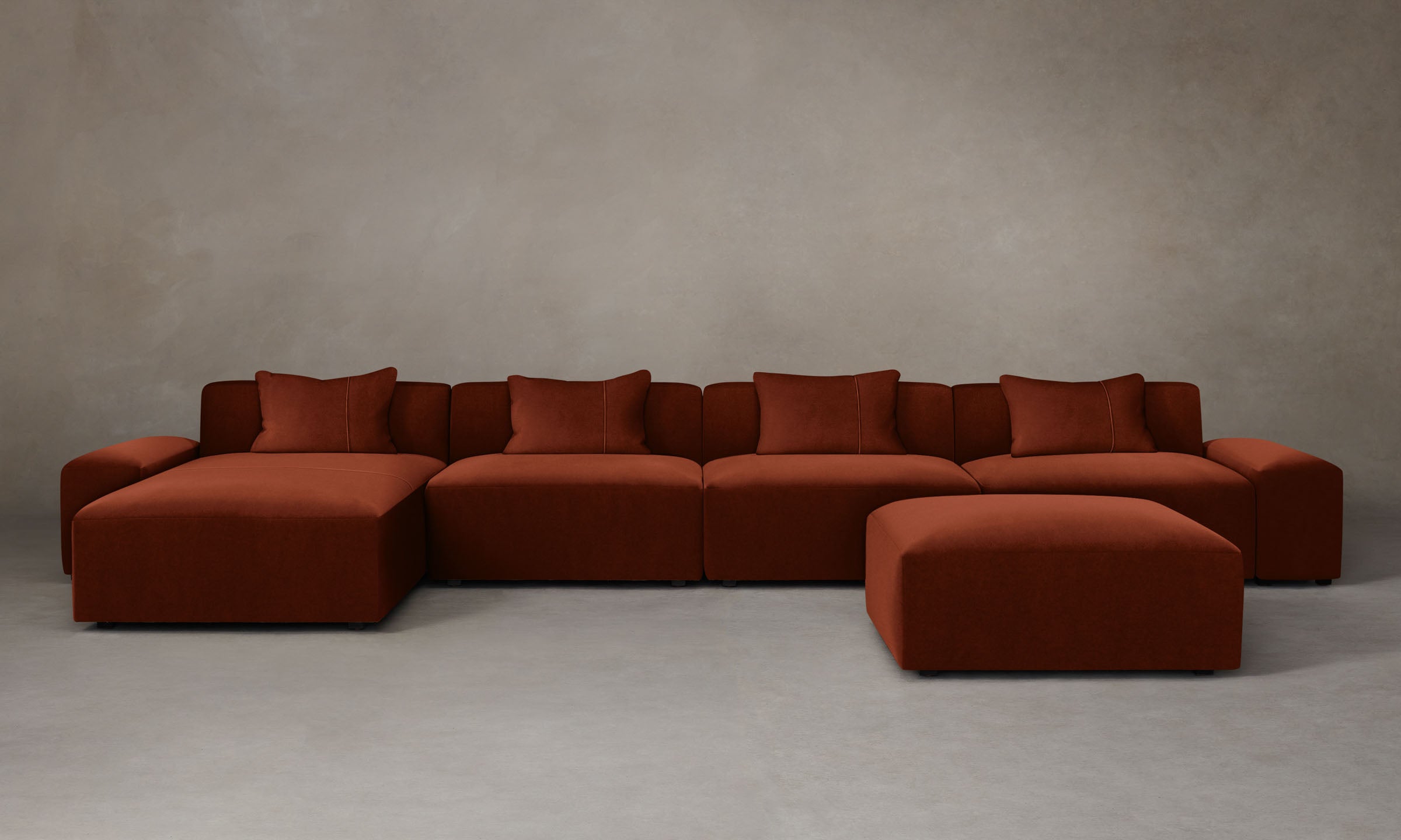 Breuer Modular Sectional Sofa - Mohair Spice Fabric, Modern L-Shaped Couch with Reversible Chaise for Living Room, Lounge & Entertainment Spaces