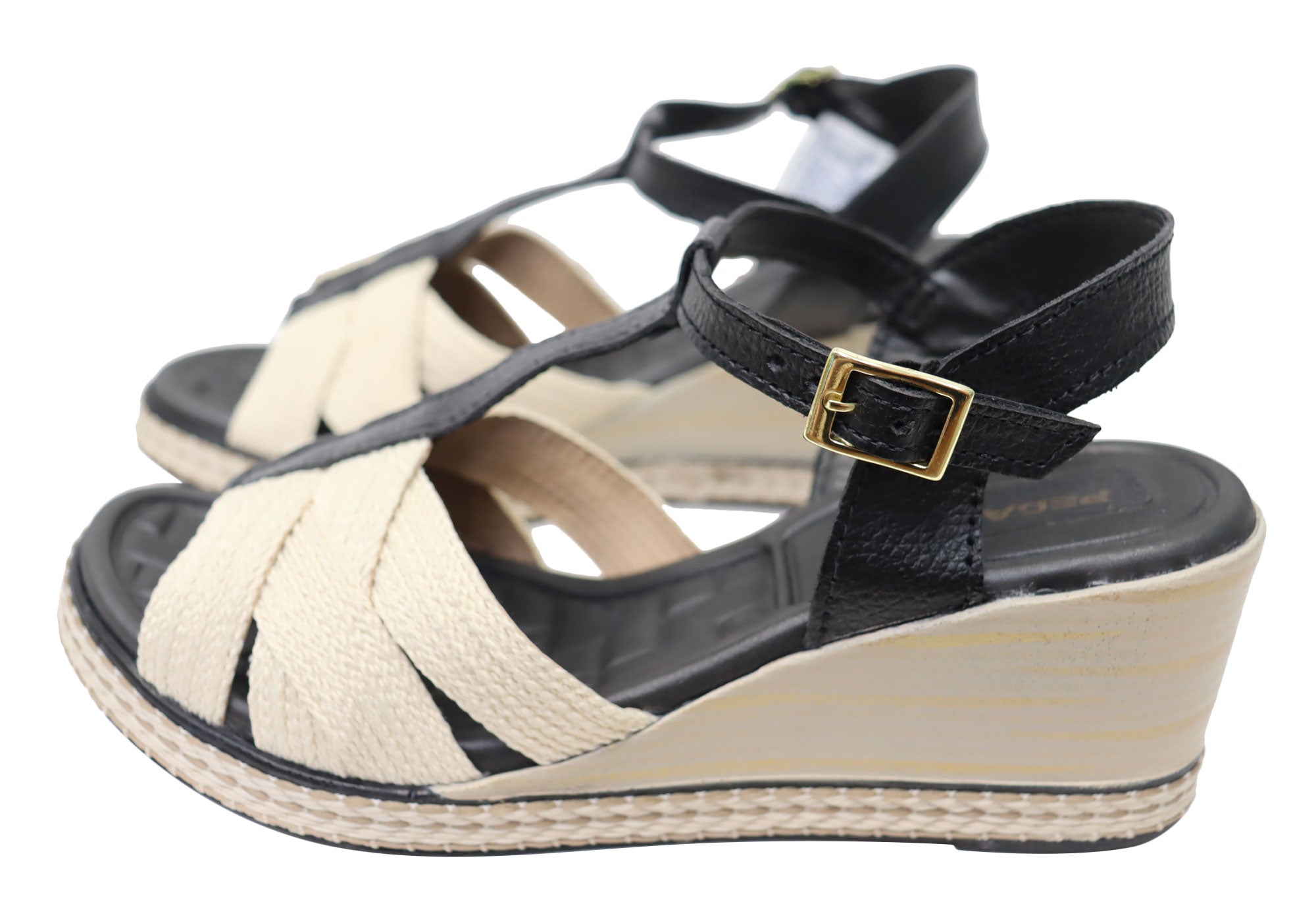 Pegada Carlisle Women's Brazilian Comfortable Leather Wedge Sandals - Stylish & Supportive Summer Shoes for Beach, Vacation & Casual Outings