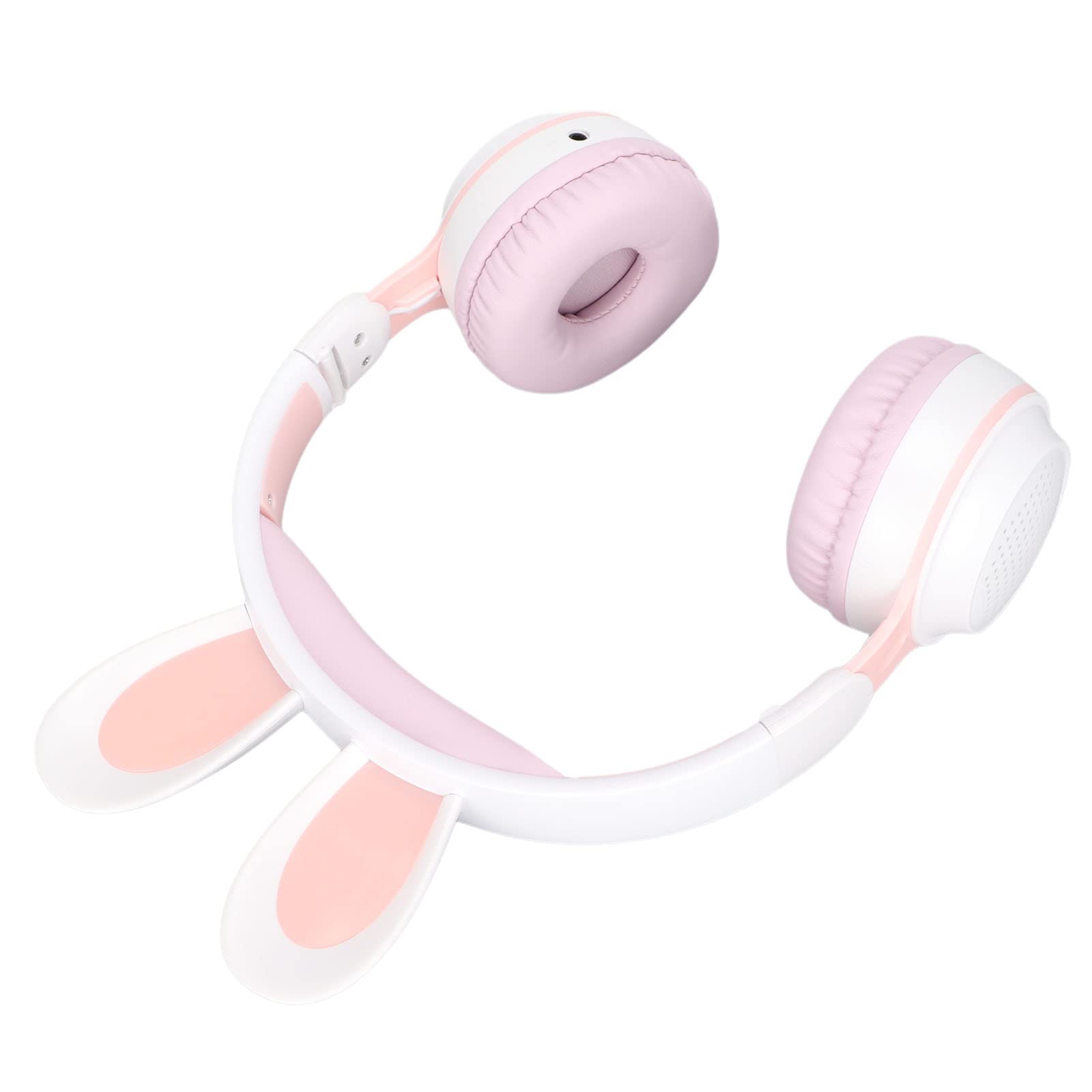 Wireless Bluetooth 5.0 Over-Ear Headphones with LED Lights - Foldable Kids Headset for Online Learning, Gaming, PC & Tablet Use - White Powder Color (Perfect for Remote Classes & Home Entertainment)