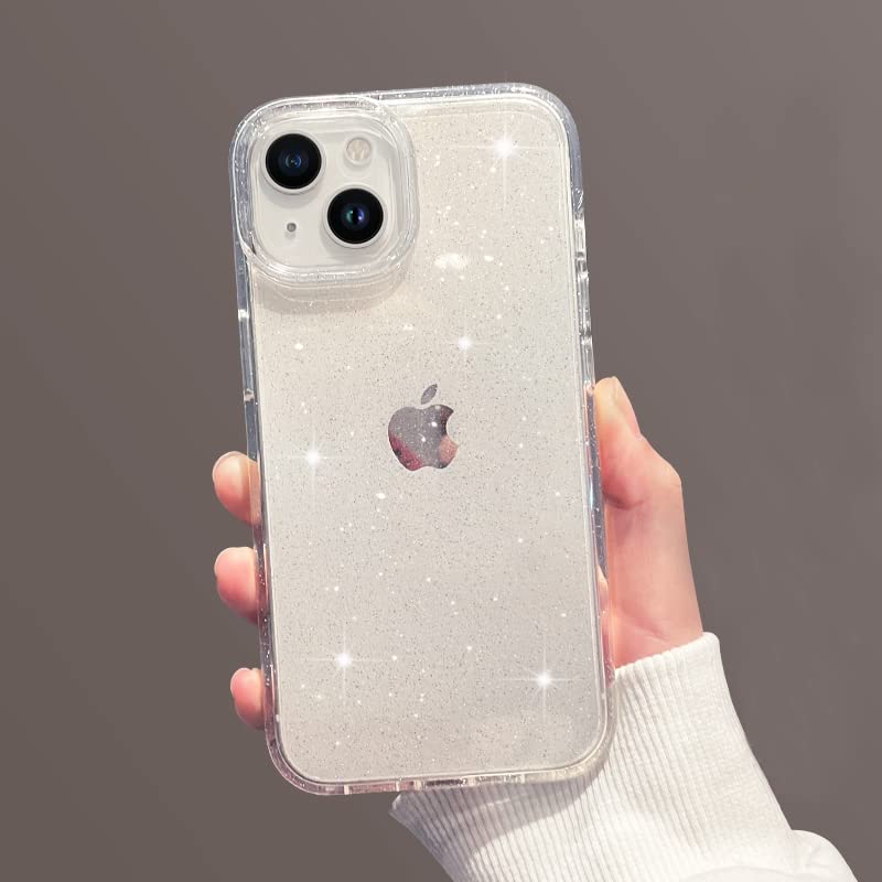Sparkly Glitter Clear iPhone 14 Case - Shockproof Slim TPU Protective Cover with Anti-Scratch Design for Women & Girls | Perfect for Daily Use, Parties & Gifting