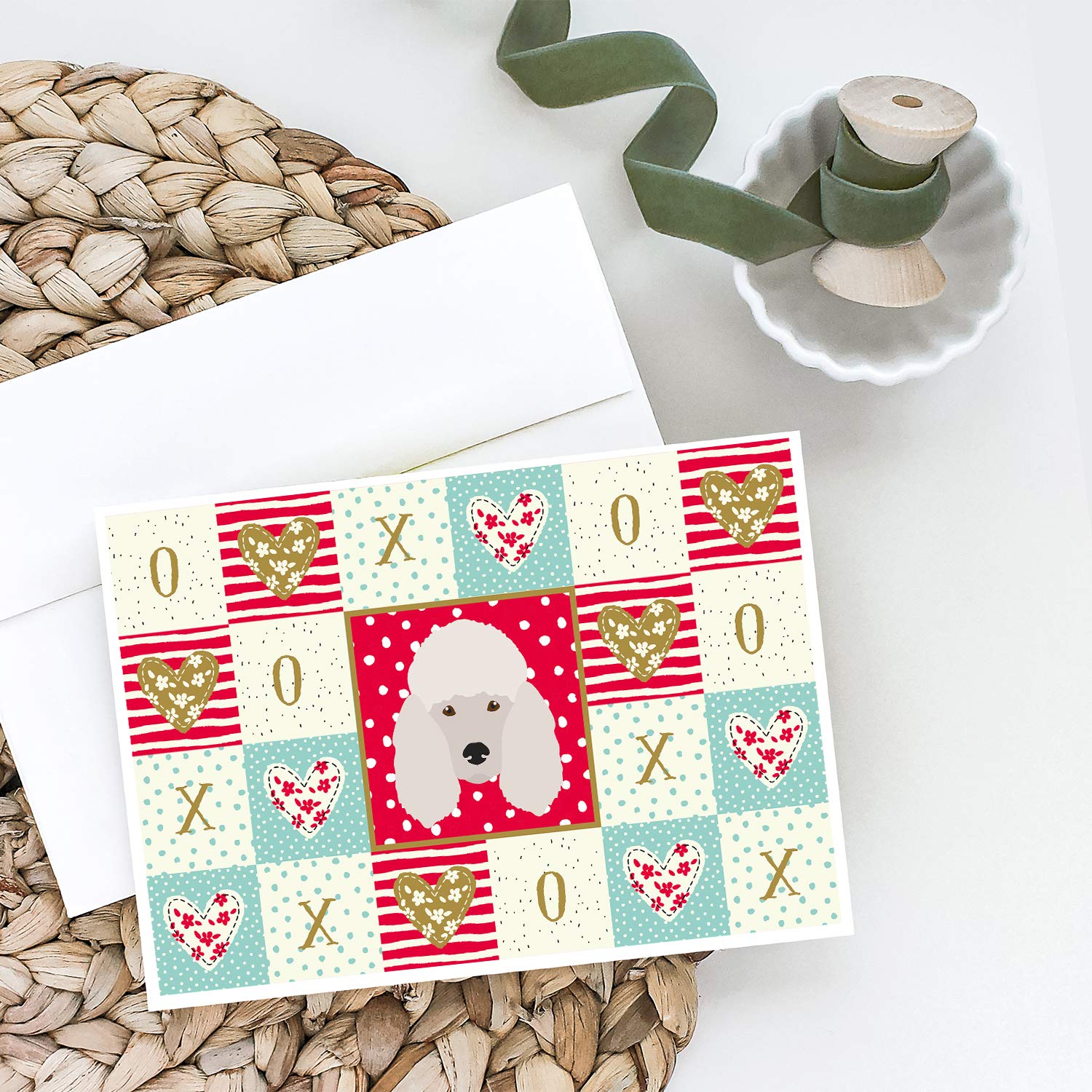 Poodle Love Greeting Cards and Envelopes Set of 8 | Red Blank A7 Note Cards (5x7 inches) | Whimsical Dog-Themed Stationery for Birthdays, Thank You Notes & Special Occasions