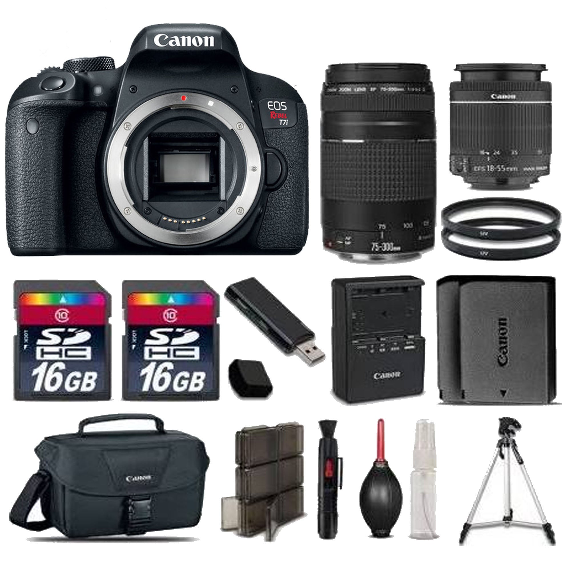 Canon EOS Rebel T7i/800D DSLR Camera Bundle with 18-55mm & 75-300mm III Lenses, Extra Battery & 32GB SD Card - Perfect for Travel Photography, Vlogging & Professional Shooting
