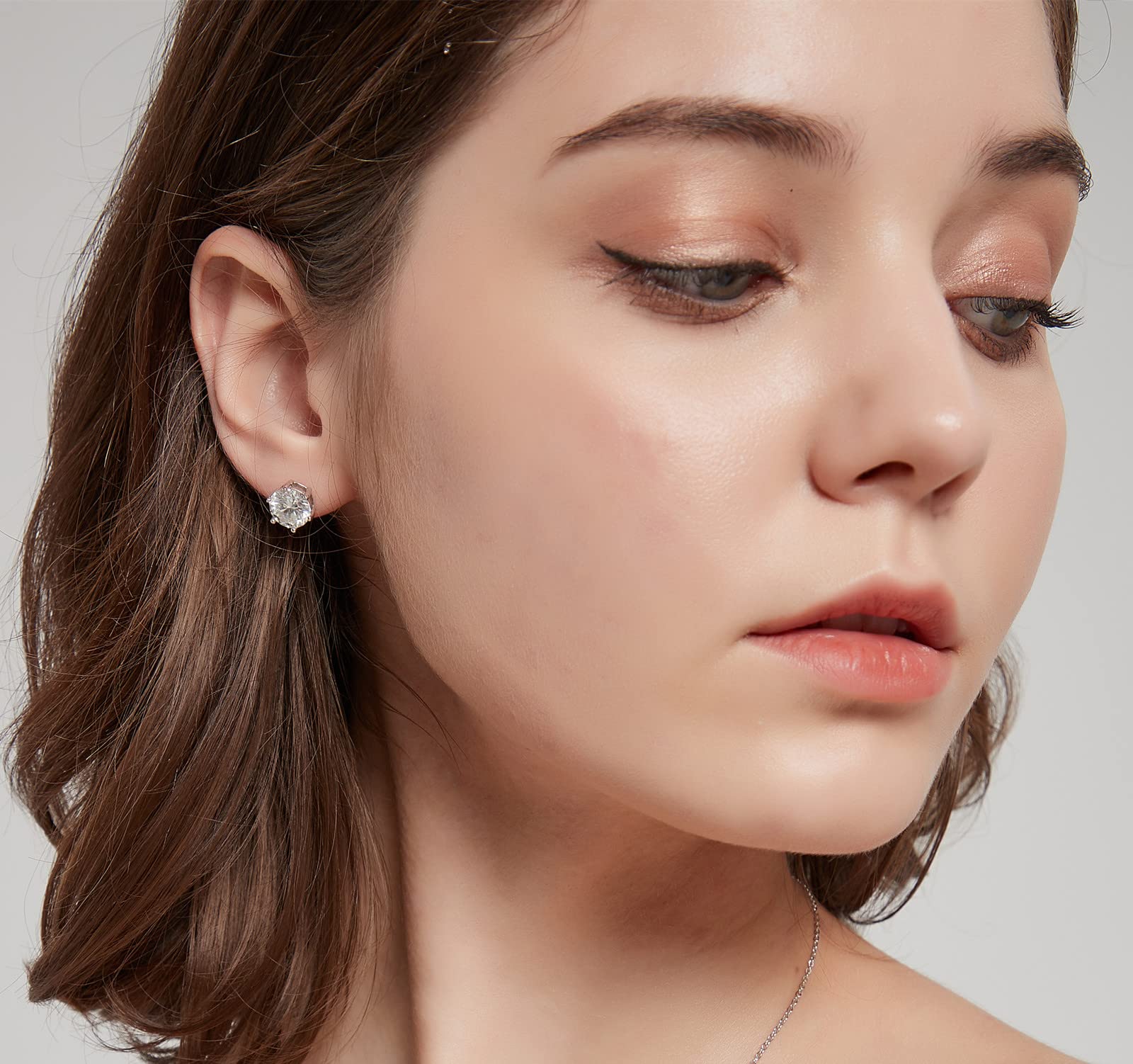 Moissanite Stud Earrings for Women 0.8CT-4CT - 14K Gold Plated Wedding Anniversary Birthday Valentine's Day Christmas Mother's Day Gifts for Wife, Mom, Girlfriend - Perfect for Everyday Wear, Date Nights & Special Occasions