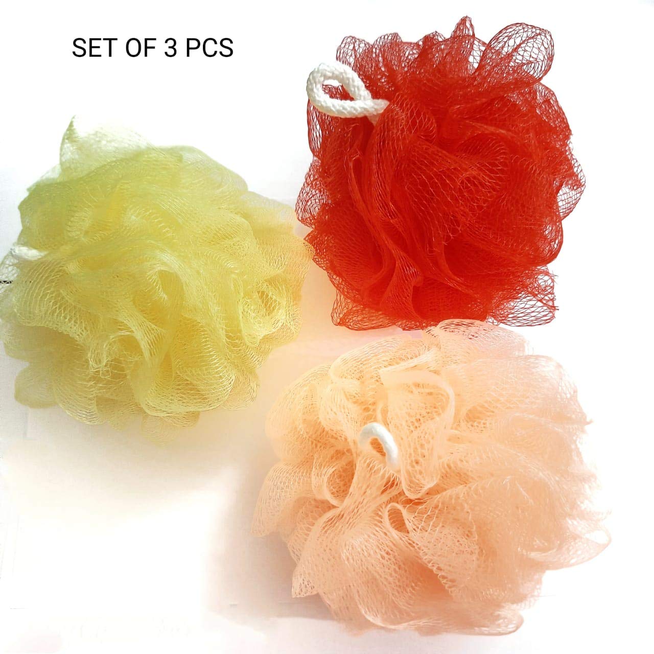 Organic Loofah Sponge Scrubber for Bath & Shower - Soft Exfoliating Body Wash Puff for Men, Women & Kids - Pack of 3 - Perfect for Sensitive Skin & Eco-Friendly Bath Routine