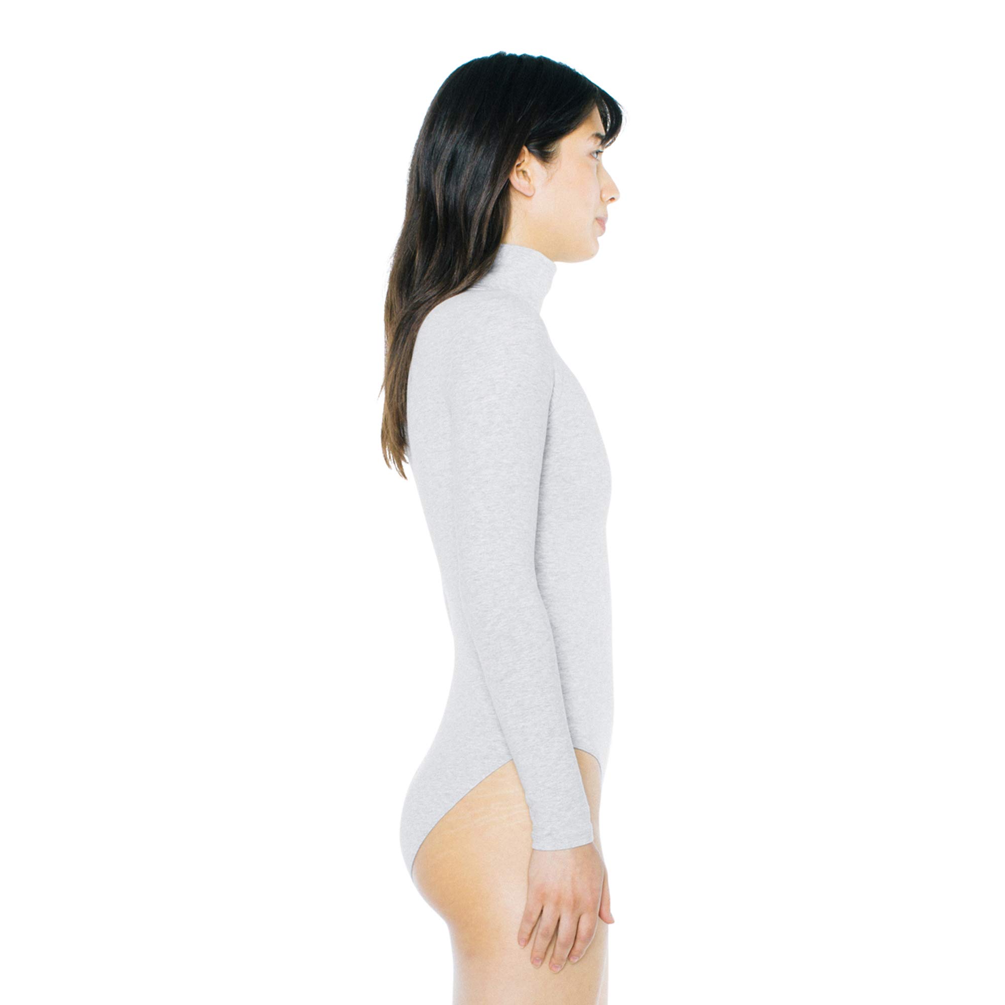 American Apparel Women's Cotton Spandex Long Sleeve Turtleneck Bodysuit - Stretchy Comfort Fit for Workout, Yoga & Casual Wear