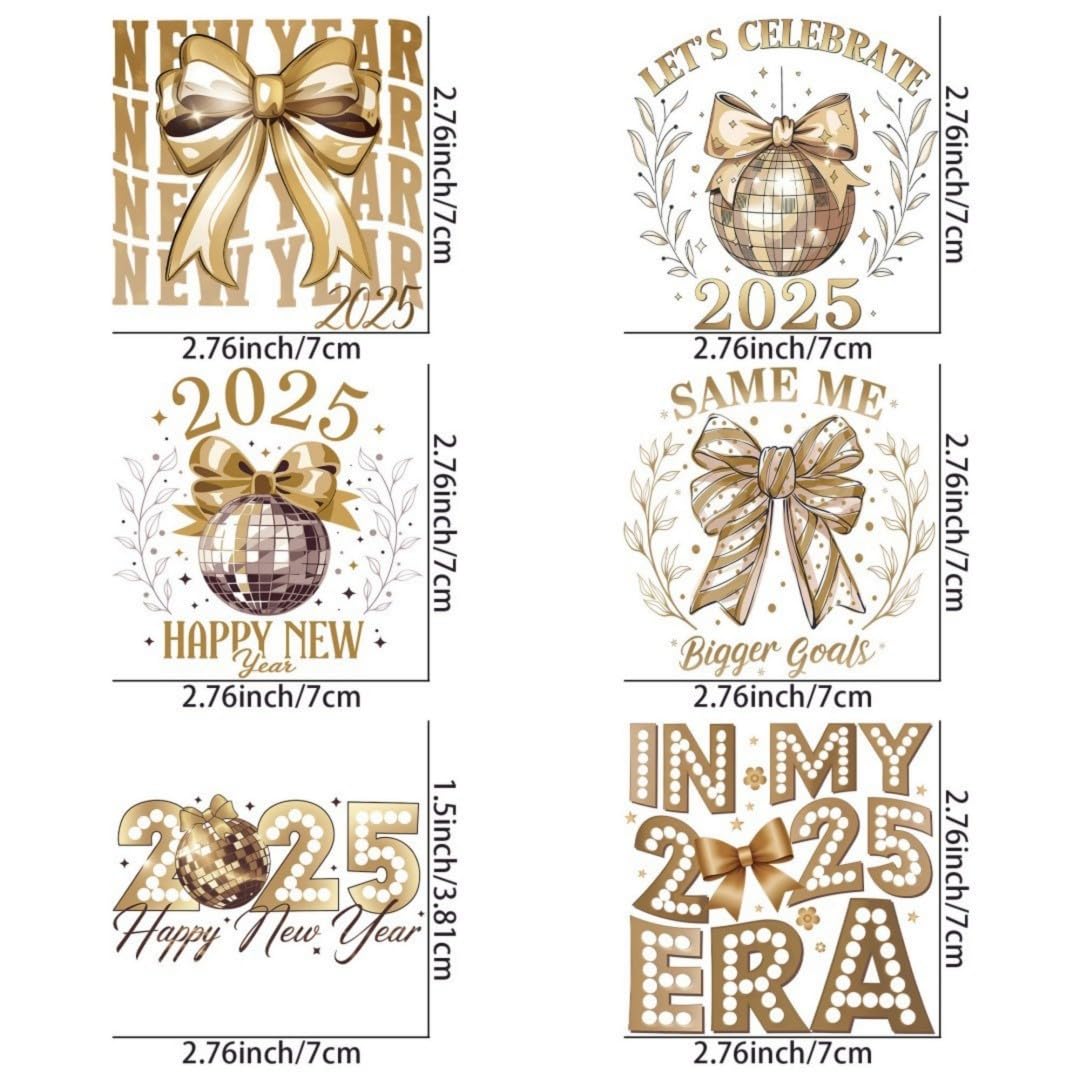 2025 New Year Iron-On Transfer Patch - DIY Heat Transfer Vinyl Stickers for T-Shirts & Clothing - Custom Applique Decoration for DIY Crafts, Gifts & Party Outfits - Perfect for Holiday Celebrations, Family Gatherings & Festive Apparel