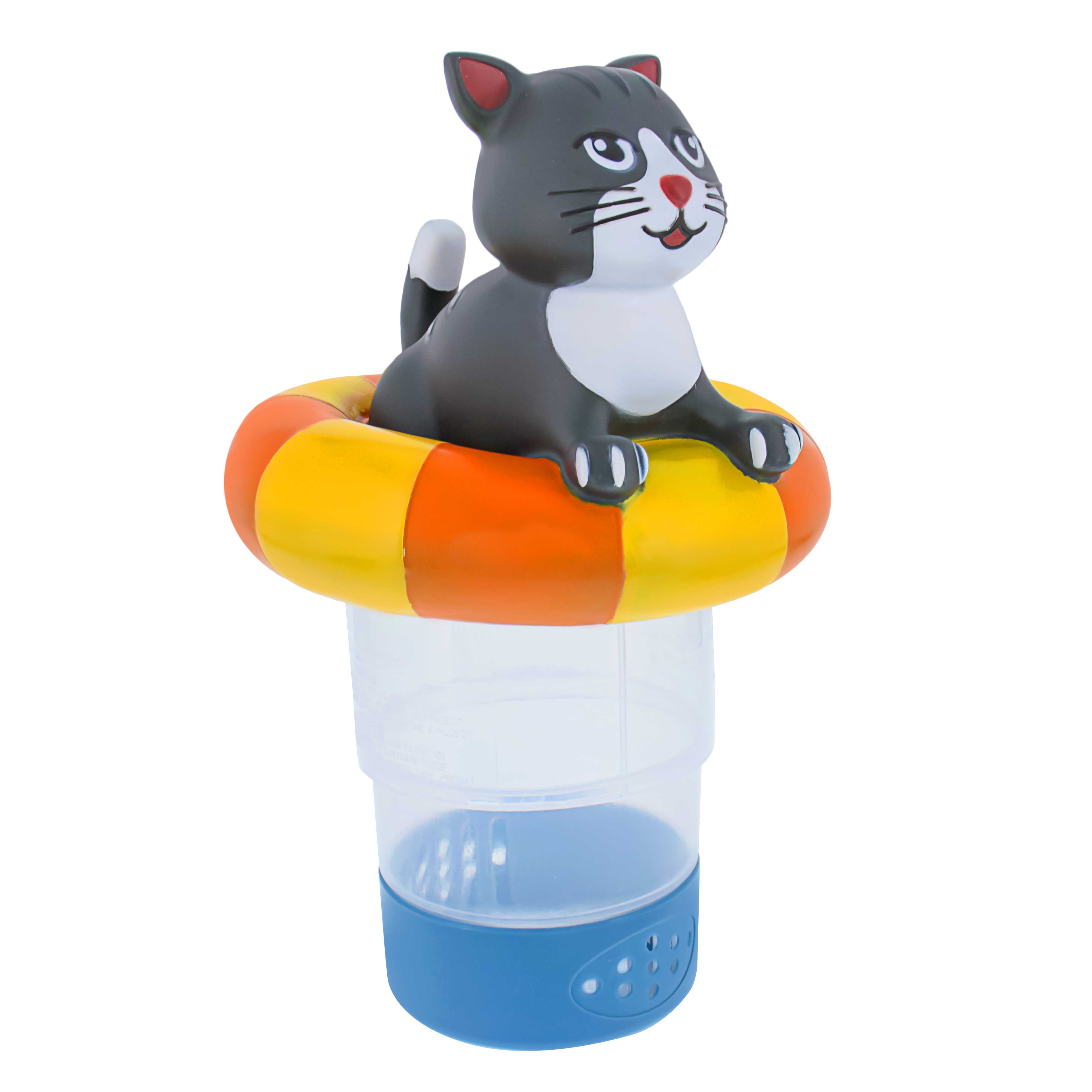 Kitty Cat Floating Pool Chlorine Dispenser - Collapsible Base Holds 3 Tablets | Cute Pet-Themed Pool Floater for Fun Swimming & Easy Chlorine Maintenance | Perfect for Backyard Pools, Summer Parties & Pet Lovers