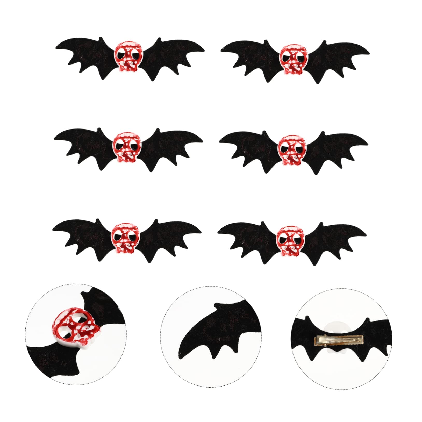 Minkissy Bat Skull Hair Clips - 6pcs Gothic Hair Accessories for Women, Halloween Party Favors, Cosplay Costume Jewelry - Perfect for Halloween Parties, Gothic Fashion, and Themed Events