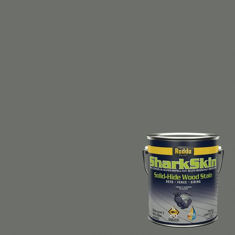 Rodda Paint SharkSkin Deck and Siding Stain - 1 Gallon (4-Pack) - Pewter Gray - Premium Exterior Wood Protection for Decks, Fences & Siding - Weatherproof & Long-Lasting Finish