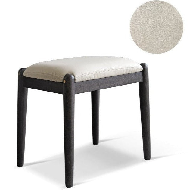 Solid Oak & Birch Wood Makeup Stool - Durable Vanity Seat with Comfortable Cushion for Bedroom, Bathroom & Dressing Room