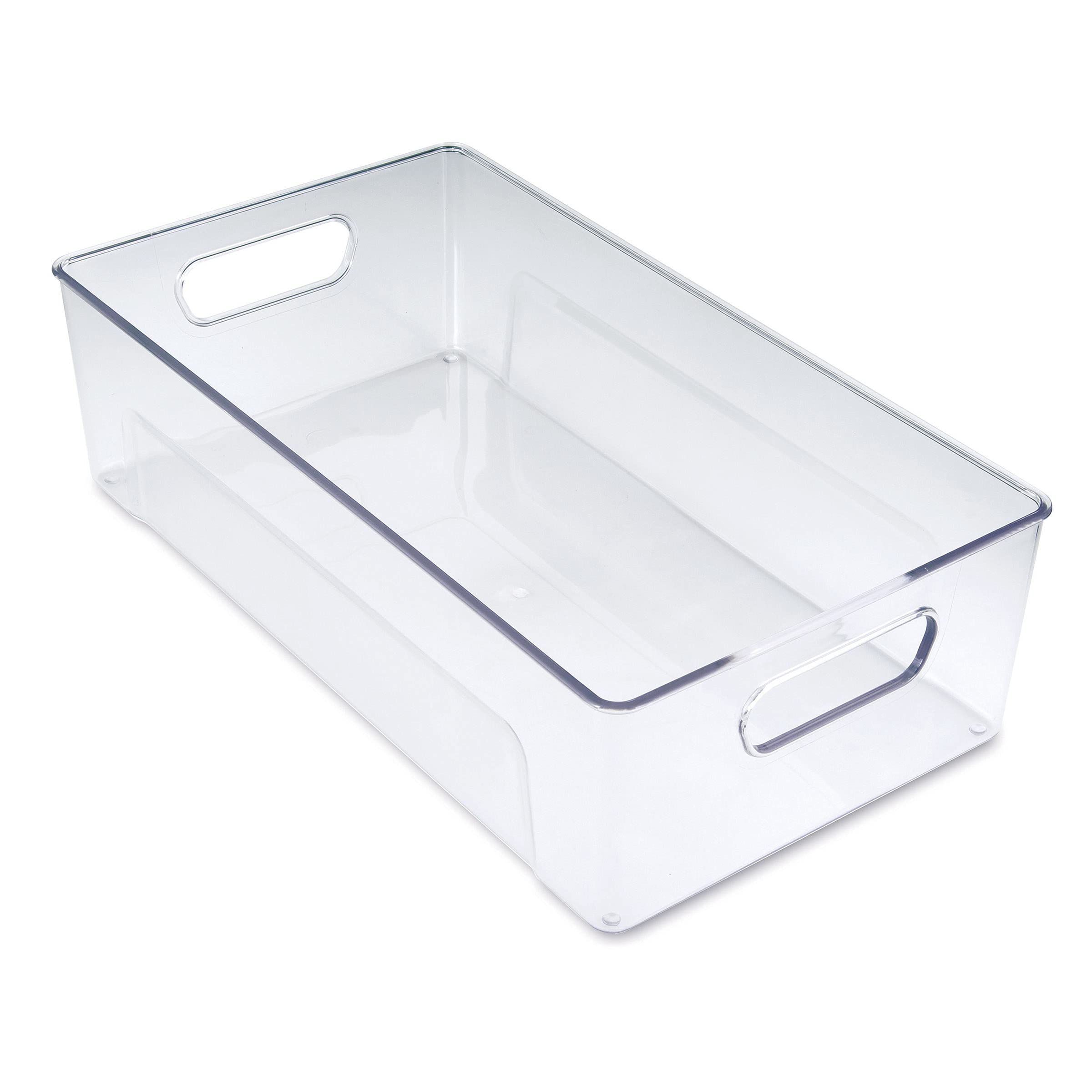Copco Clear Plastic Storage Bin with Lid - 14.4 x 7.9 x 4.07 Inches - Organizer for Kitchen, Refrigerator, Pantry, Laundry Room & Bathroom - Stackable Food Storage Containers for Home Organization