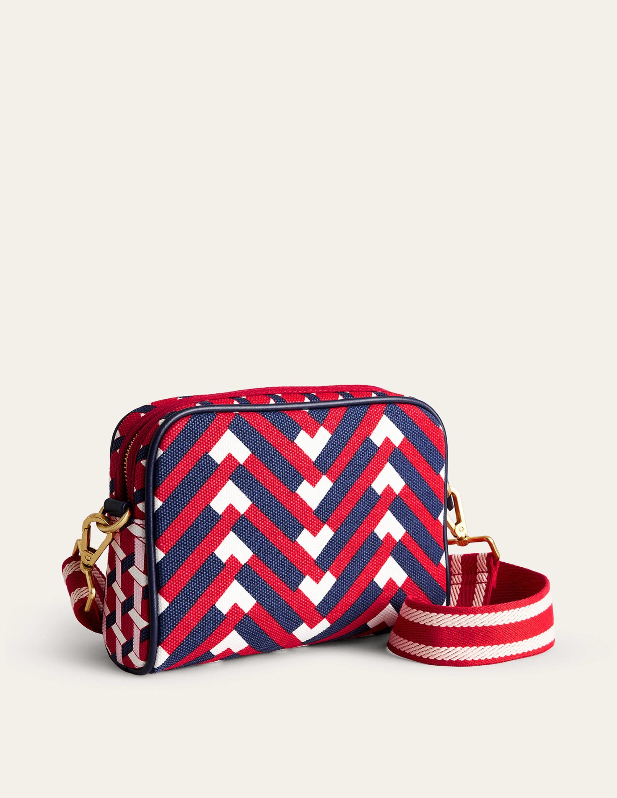 Stylish Canvas Crossbody Bag with Hot Pepper Chevron Geometric Pattern - Perfect for Travel, Shopping & Everyday Use