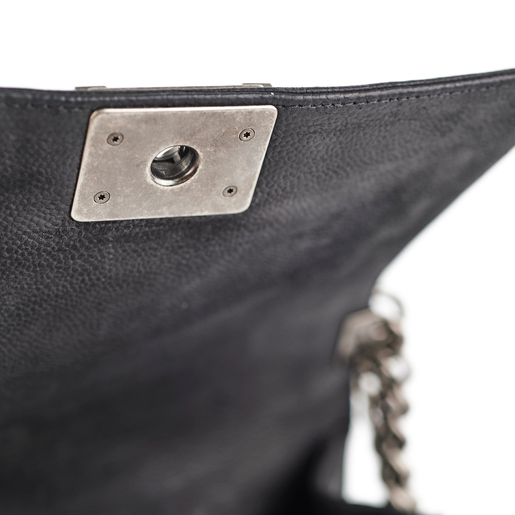 Chanel Old Medium Boy Bag Black Caviar Leather - Luxury Designer Handbag for Women, Perfect for Parties, Work & Everyday Use