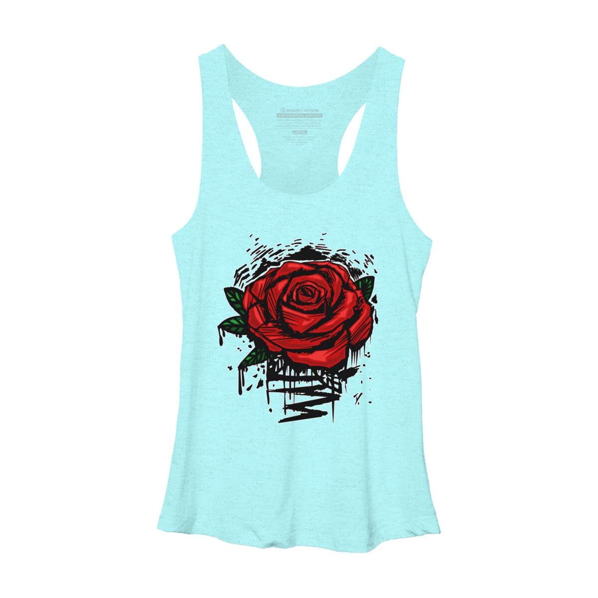 Design By Humans Women's Rugged Rose Racerback Tank Top by Adamzworld - Soft Breathable Workout & Casual Wear for Gym, Running, and Summer Outfits