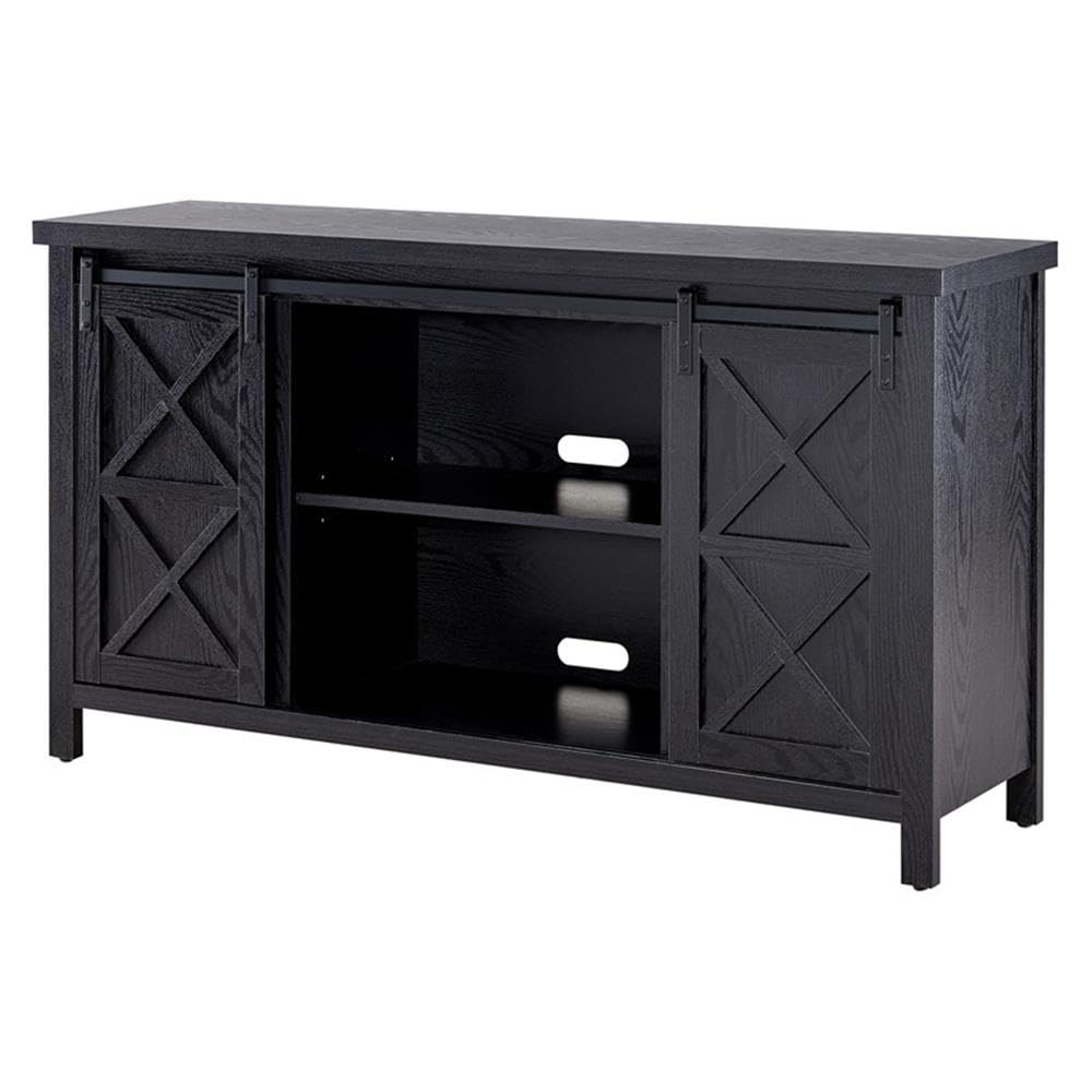 Black Grain Clementine Rectangular TV Stand for 65 Inch TVs - Modern Entertainment Center for Living Room, Bedroom & Home Theater