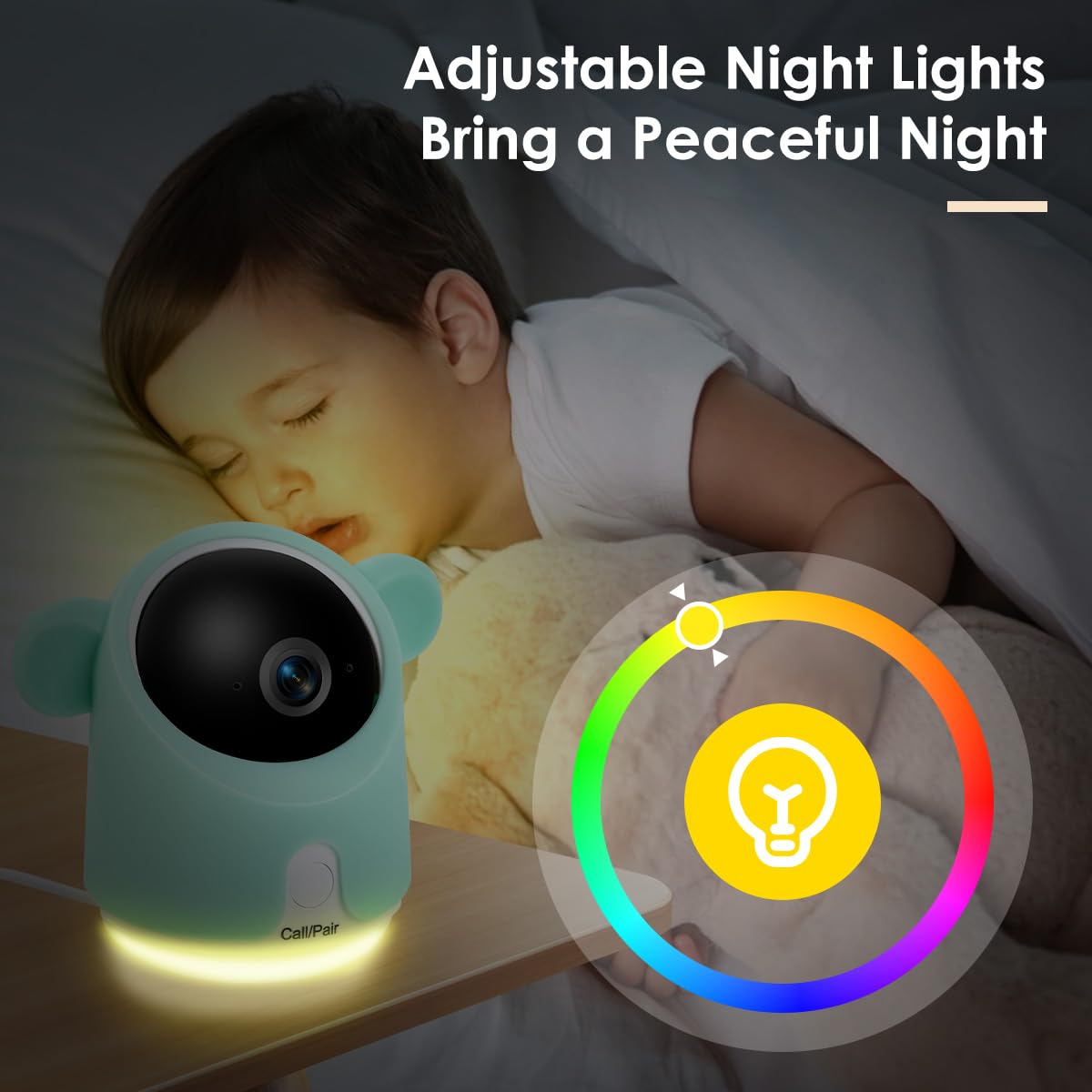 **1080P WiFi Baby Monitor with Camera & Audio - Smartphone App Control, Night Vision, 4.3” Screen, 2-Way Talk, Temperature & Humidity Sensor, Lullabies, Motion & Cry Detection for iOS/Android - Perfect for Nursery, Travel & Home Security**