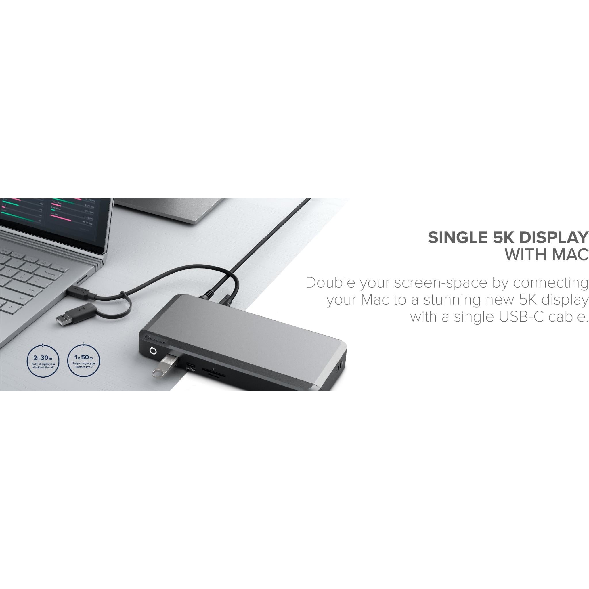 Alogic USB C Dual 4K Docking Station with 100W Power Delivery - 12-in-1 Laptop Dock for MacBook Pro/Air, Windows PC - 4K HDMI/DisplayPort, USB 3.0, Ethernet, SD Card Reader - Perfect for Home Office & Remote Work Setup