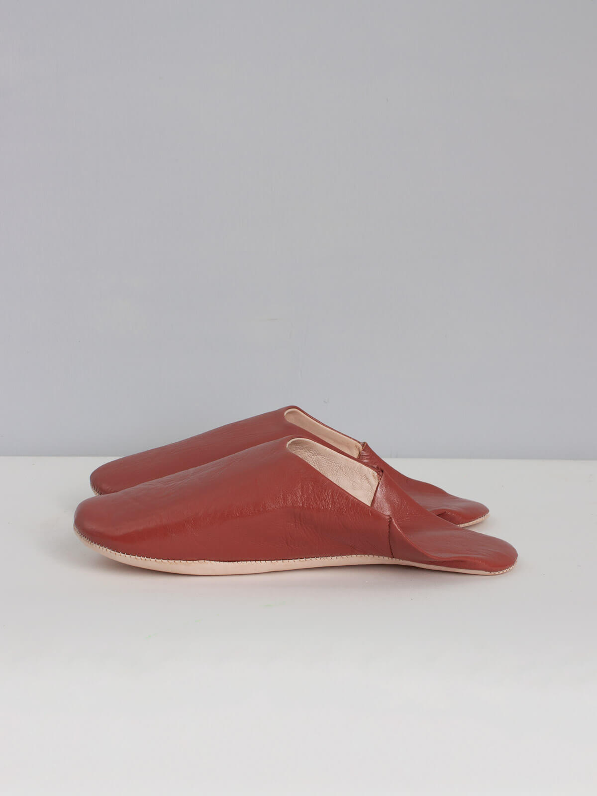 Authentic Moroccan Men's Leather Babouche Slippers - Handmade Terracotta Color Comfortable House Shoes for Relaxation & Lounge Wear
