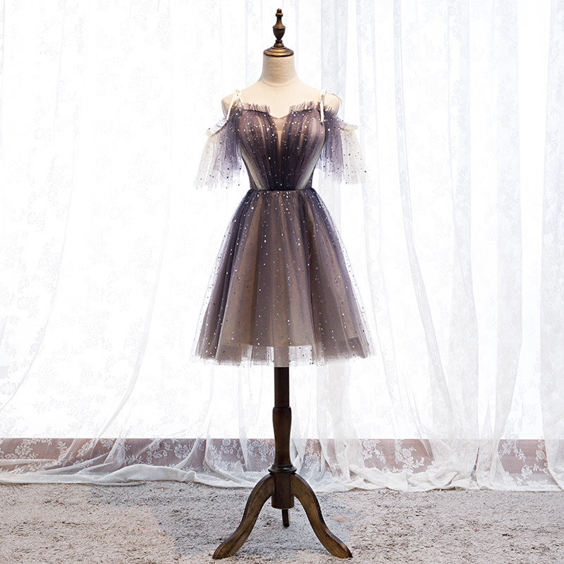 Off Shoulder Shiny Tulle Homecoming Dress - Short Prom Dress 617 for Women | Sparkly Party Gown for Homecoming, Prom Night, Cocktail Party & Special Occasions