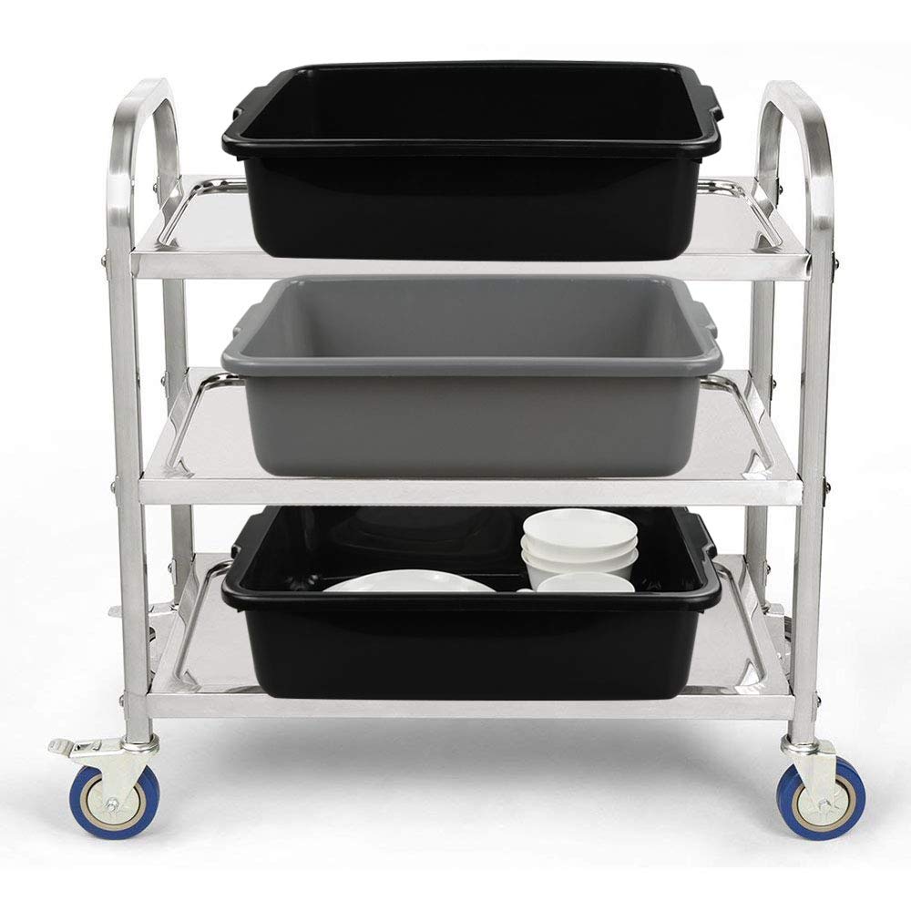 13L Plastic Commercial Tote Box with Lids - Heavy Duty Bus Tubs for Restaurant, Kitchen & Food Service - Durable Storage Containers for Dishwashing, Organization & Transport (4-Pack)