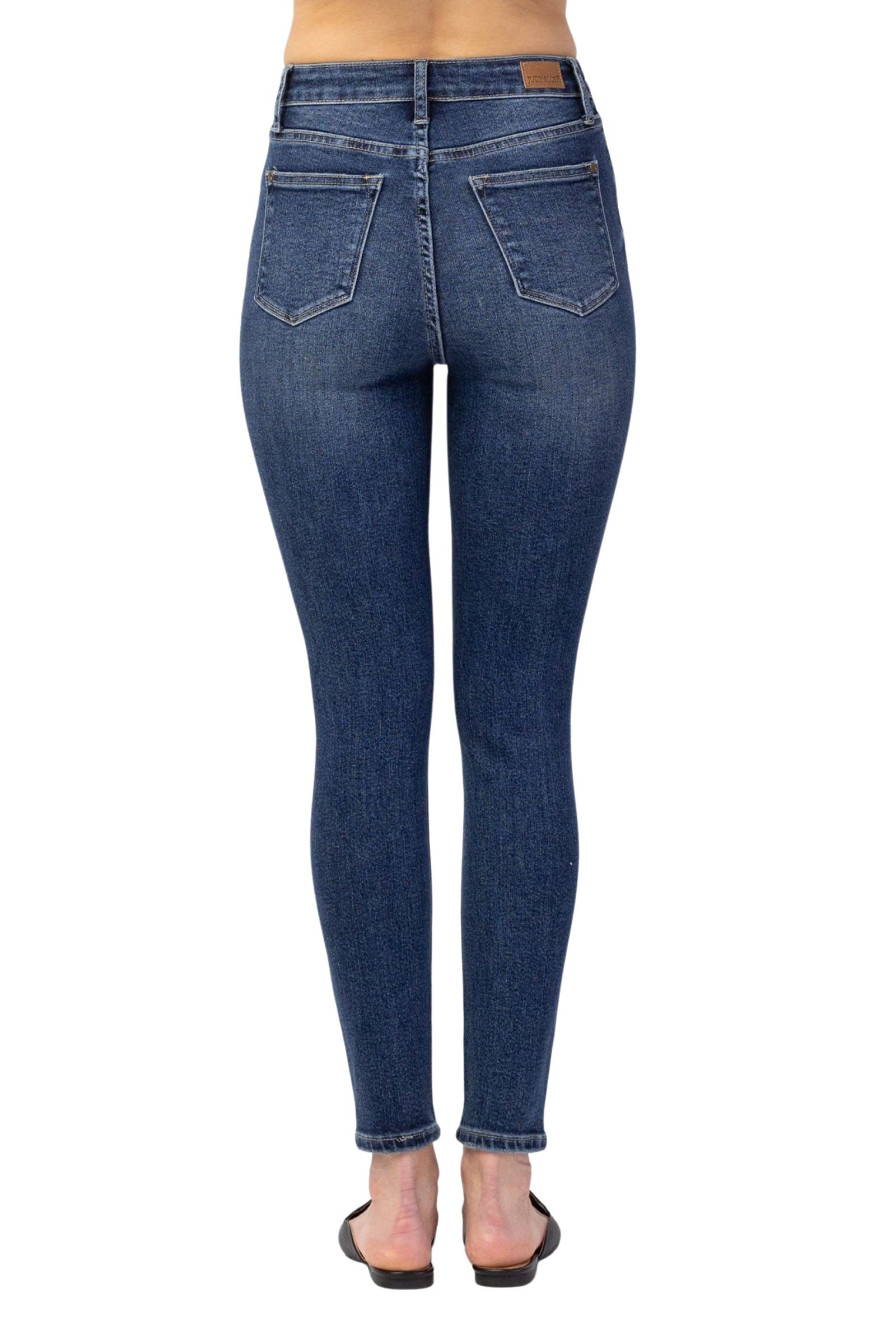 Judy Blue Women's High-Rise Western Front Yoke Skinny Jeans - Stretch Denim Pants for Casual Wear, Date Night & Country Style Outfits