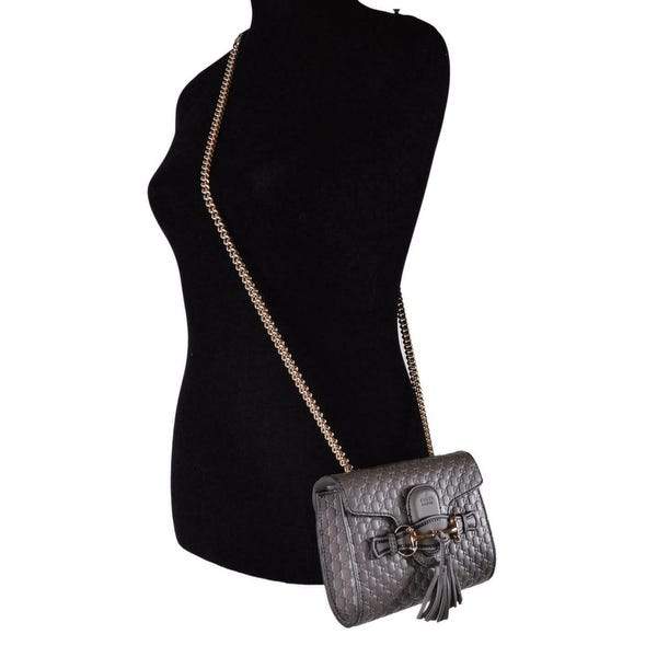 Gucci Emily Mini Micro Guccissima Crossbody Bag in Grey | Luxury Leather Handbag for Women | Perfect for Date Night & Evening Events