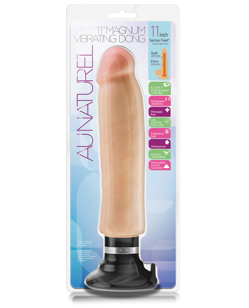 Au Naturel Sensa Feel Magnum Vibrating Dildo 11 Inch - Realistic Vanilla Shade Silicone Adult Toy for Couples & Solo Play - Waterproof & Body Safe for Bedroom & Shower Use