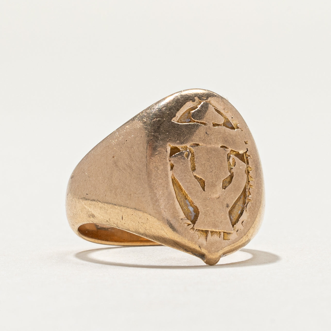 Vintage 9K Yellow Gold Signet Ring - Size 2.75 | Classic Men's Jewelry for Formal Occasions & Everyday Wear