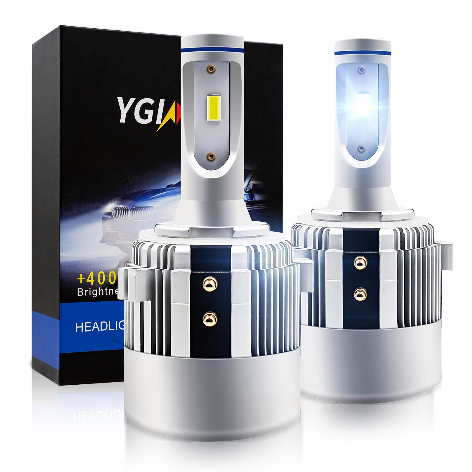 YGINNO H7 LED Headlight Bulbs for VW Golf GTI - 8000LM, 6500K Cool White (2-Pack) - Perfect for Night Driving