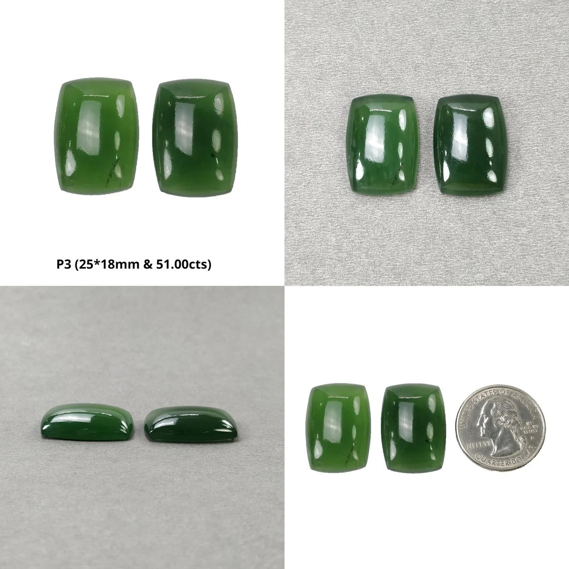 Natural Untreated Antigorite Serpentine Gemstone Cabochon - Cushion Shape (1pc or Pair) for Jewelry Making, Healing Crystals & Mineral Collections