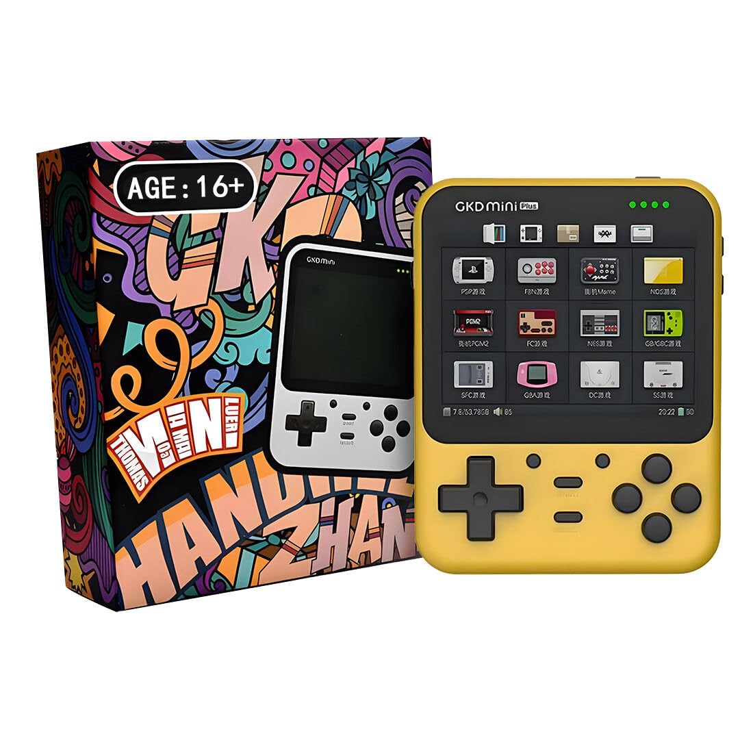 LOCHE GKD Mini Plus 3.5-Inch Retro Handheld Game Console - 16GB+128GB Portable Video Game Player with 10000 Built-in Games - Mini Arcade Machine for Kids & Adults - Perfect for Travel, Commuting & Birthday Gifts