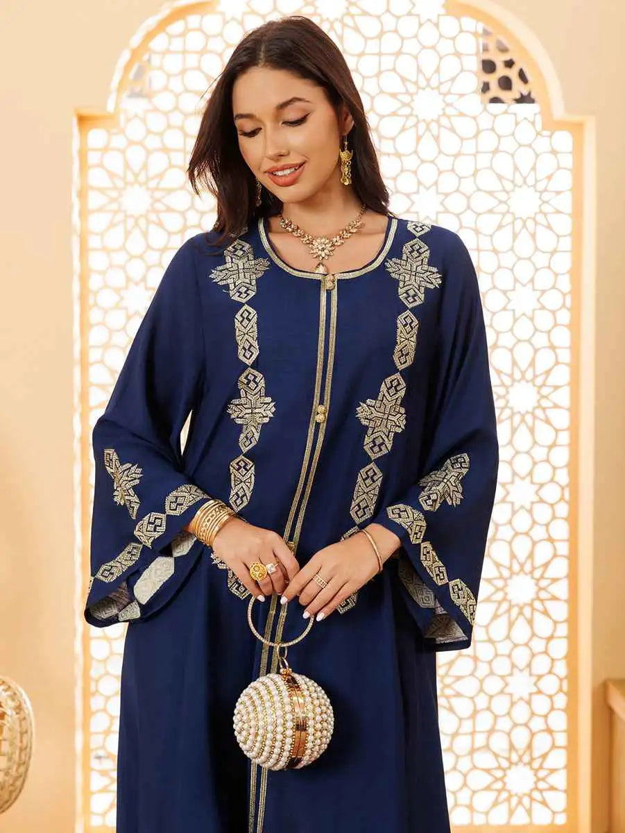 Elegant Eid Caftan Dress for Women - Traditional Middle Eastern Kaftan with Embroidery - Perfect for Eid Celebrations, Weddings & Special Occasions