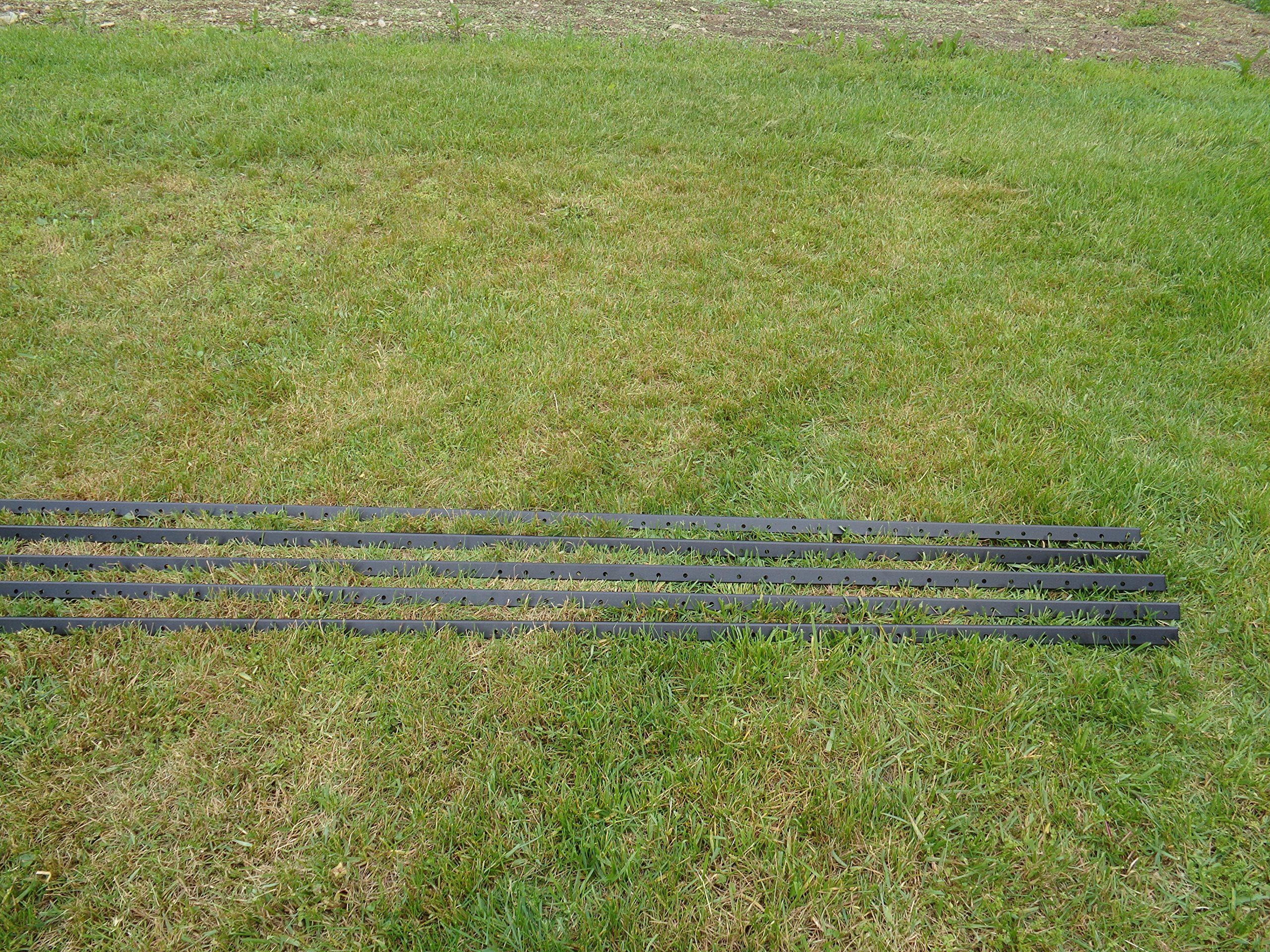 6' Tall Black Angled Steel Fence Posts - 5 Pack | Heavy Duty Freedom Fence Posts for Yard, Garden & Property Boundary | Outdoor Security & Privacy Fence Installation