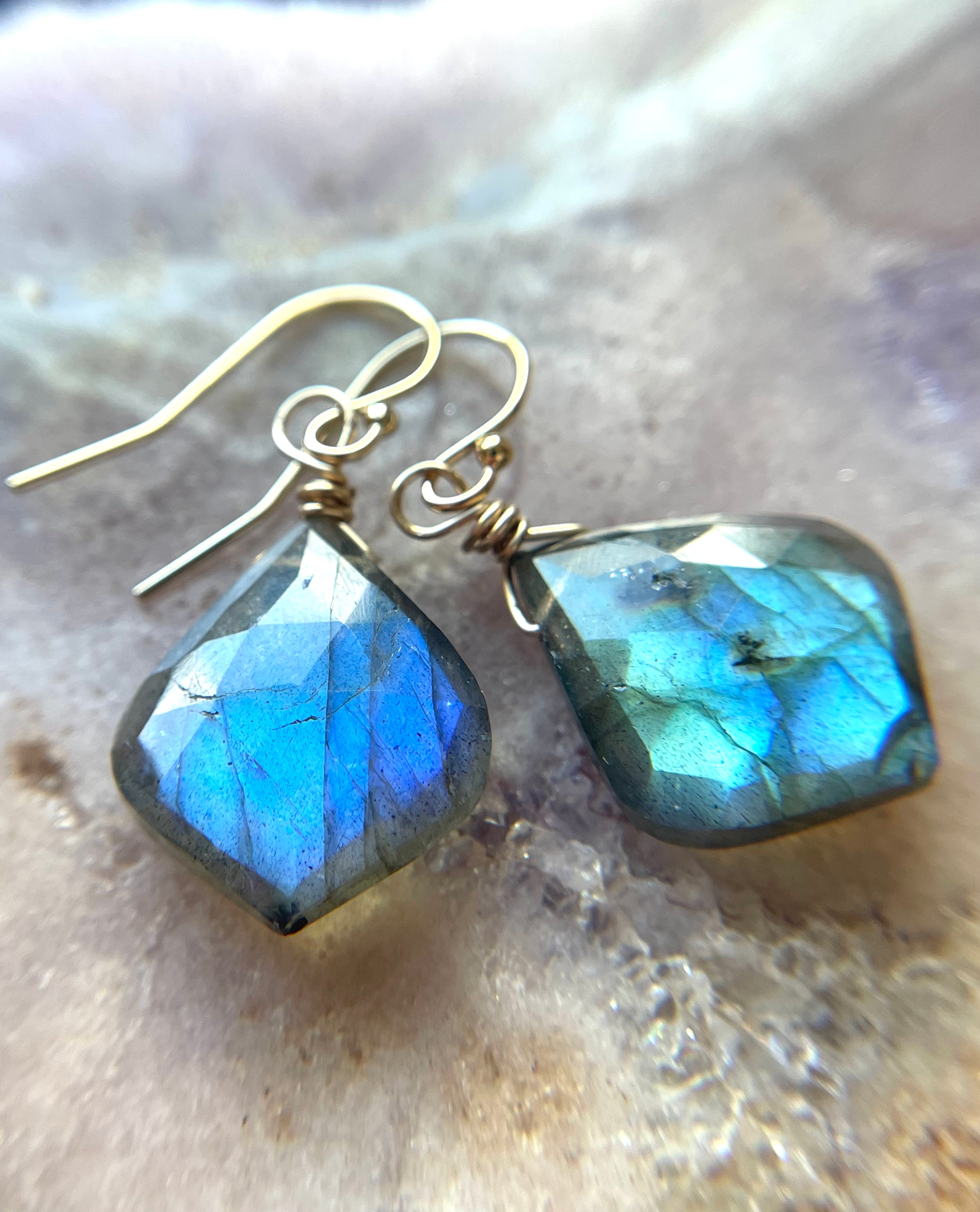 Labradorite Dangle Earrings for Women - Gold & Silver Boho Drop Earrings - Perfect for Bridal, Wedding, Boho Chic & Everyday Wear