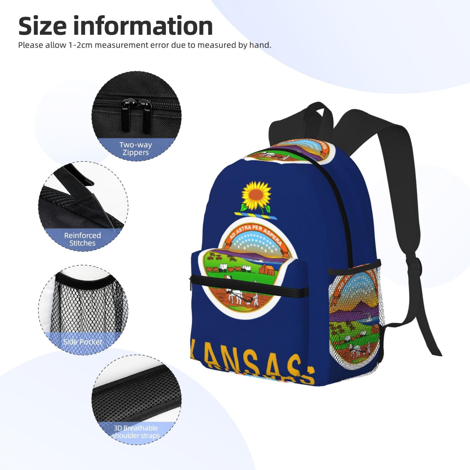WURTON Maine State Flag Print Lightweight Travel Backpack - Durable Sports Daypack for Work, Hiking & Outdoor Adventures | Perfect for Commuting, College & Travel Accessories