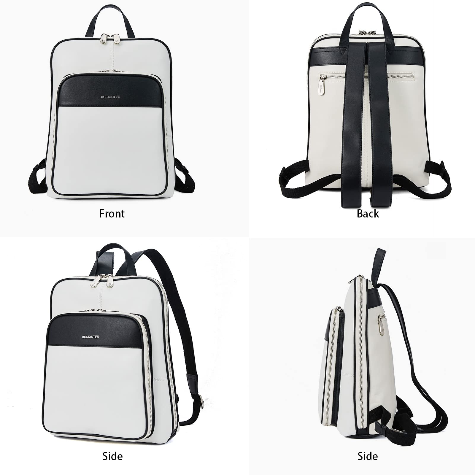 BOSTANTEN Genuine Leather Backpack Purse for Women - Stylish Laptop Backpack for College, Travel & Work - Durable Casual Daypack with USB Charging Port