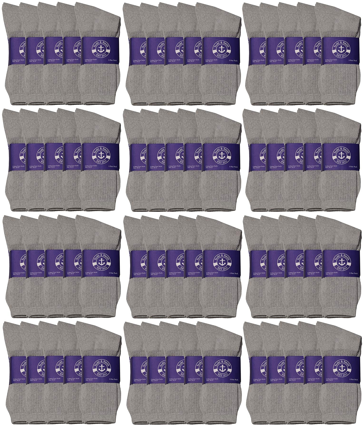 Yacht & Smith 120 Pairs Bulk Cotton Crew Socks for Men & Women - Lightweight Comfortable Socks for Daily Wear, Workout, Homeless Donation & Wholesale