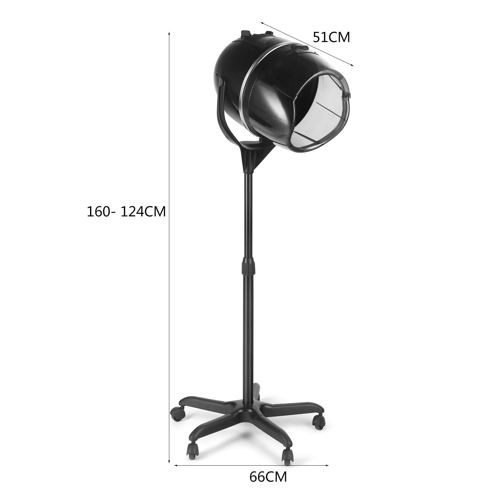 Professional Adjustable Hooded Floor Hair Dryer with Timer & Wheels - Microdermabrasion Salon Equipment for Hair Styling & Beauty Treatments