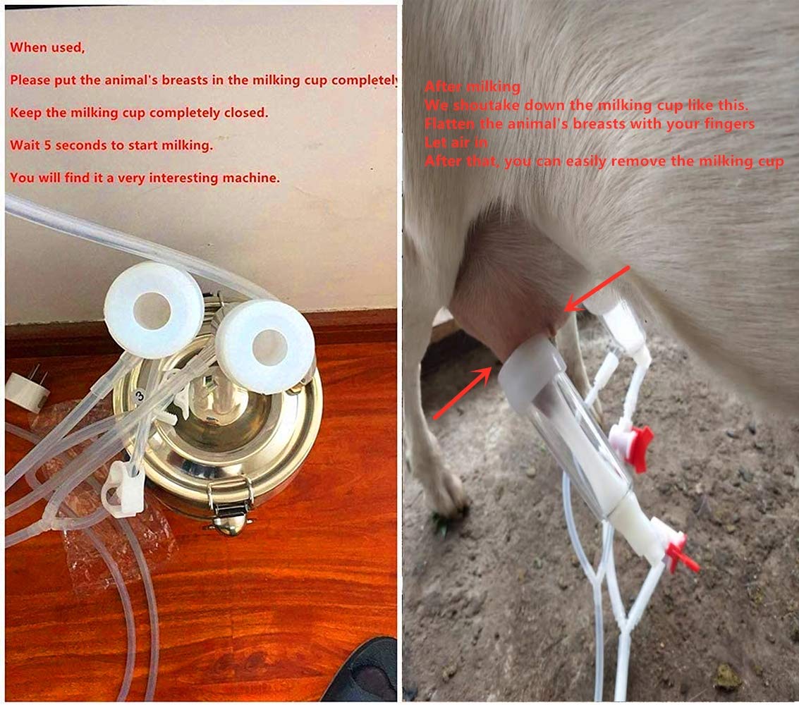 5L Single Bucket Piston Vacuum Milking Machine for Sheep - Portable Dairy Milker for Small Farms & Homesteads - Ideal for Goats, Sheep & Small Livestock