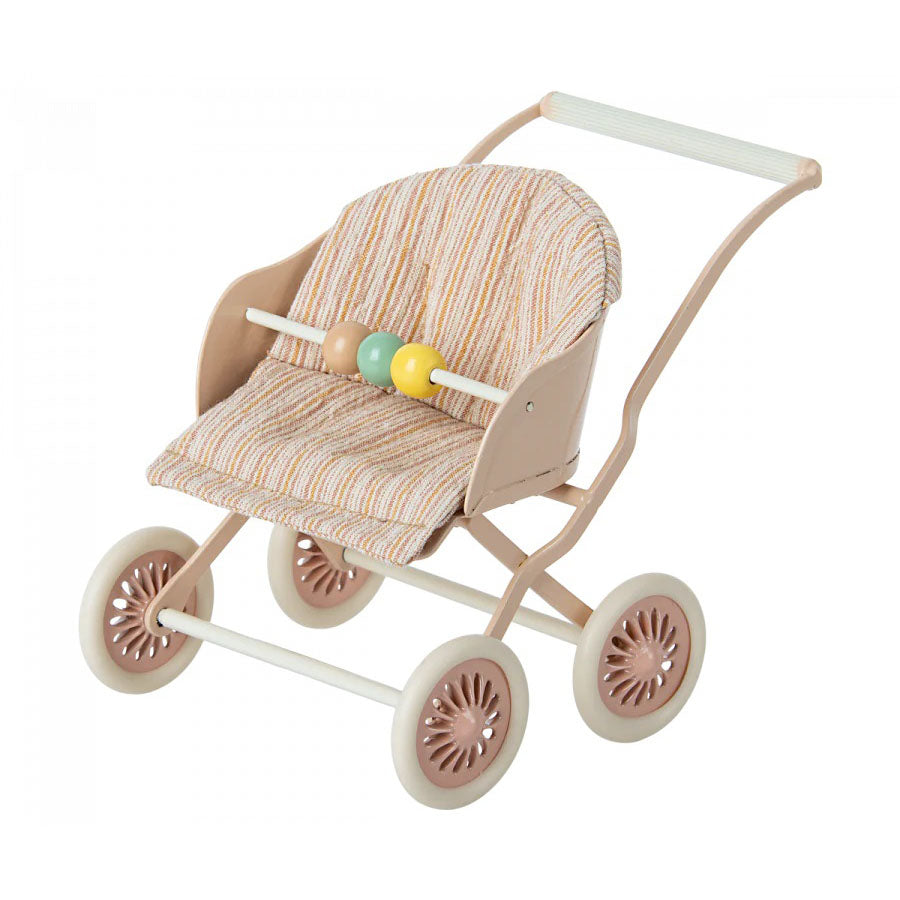 Maileg Stroller for Baby Mice - Adorable Rose Pink Doll Pram for Pretend Play & Collectibles | Perfect Gift for Kids, Nursery Decor & Imaginative Playtime