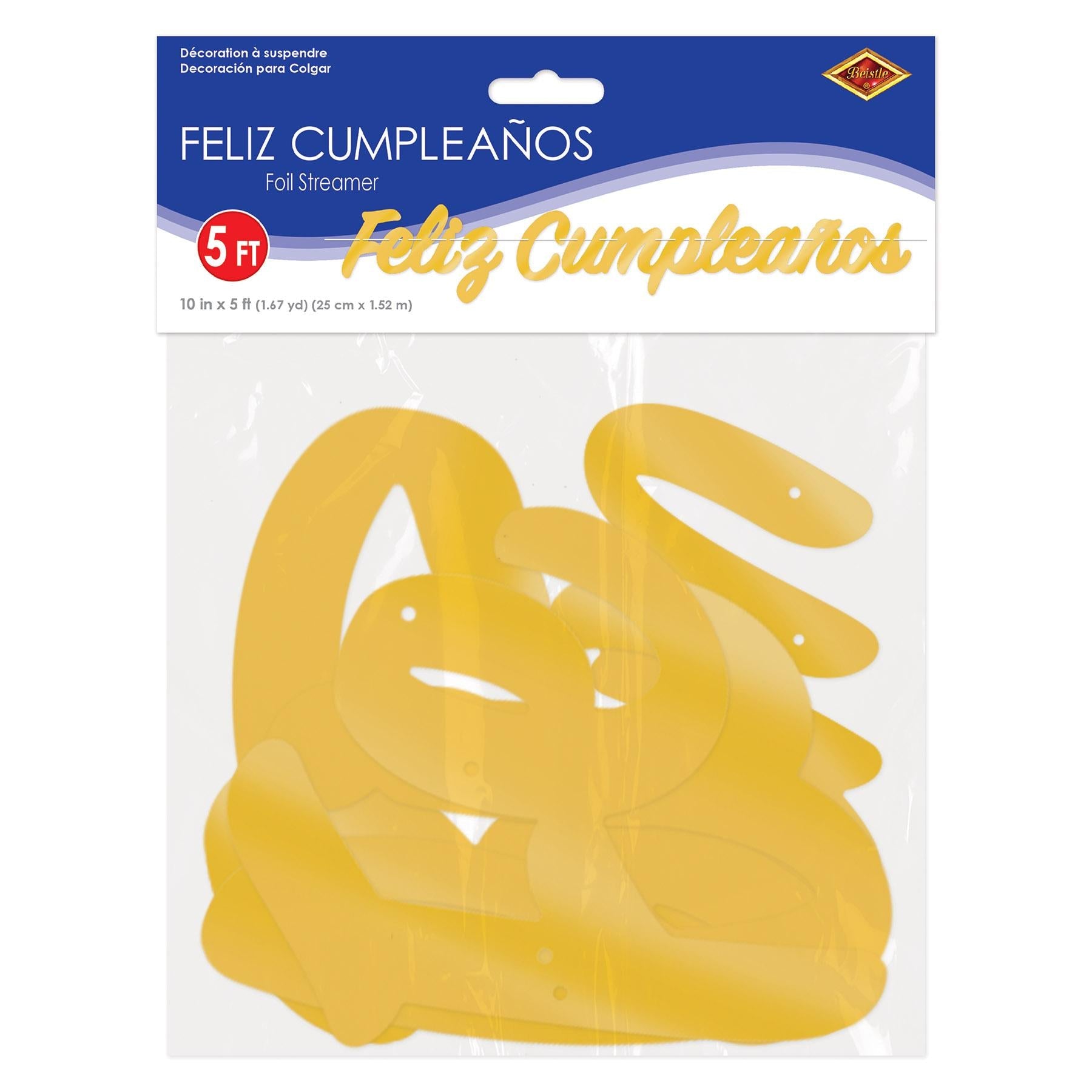 12 Pack Beistle Foil Feliz Cumpleanos Streamers - Colorful Birthday Party Decorations for Festive Celebrations, Baby Showers & Special Events