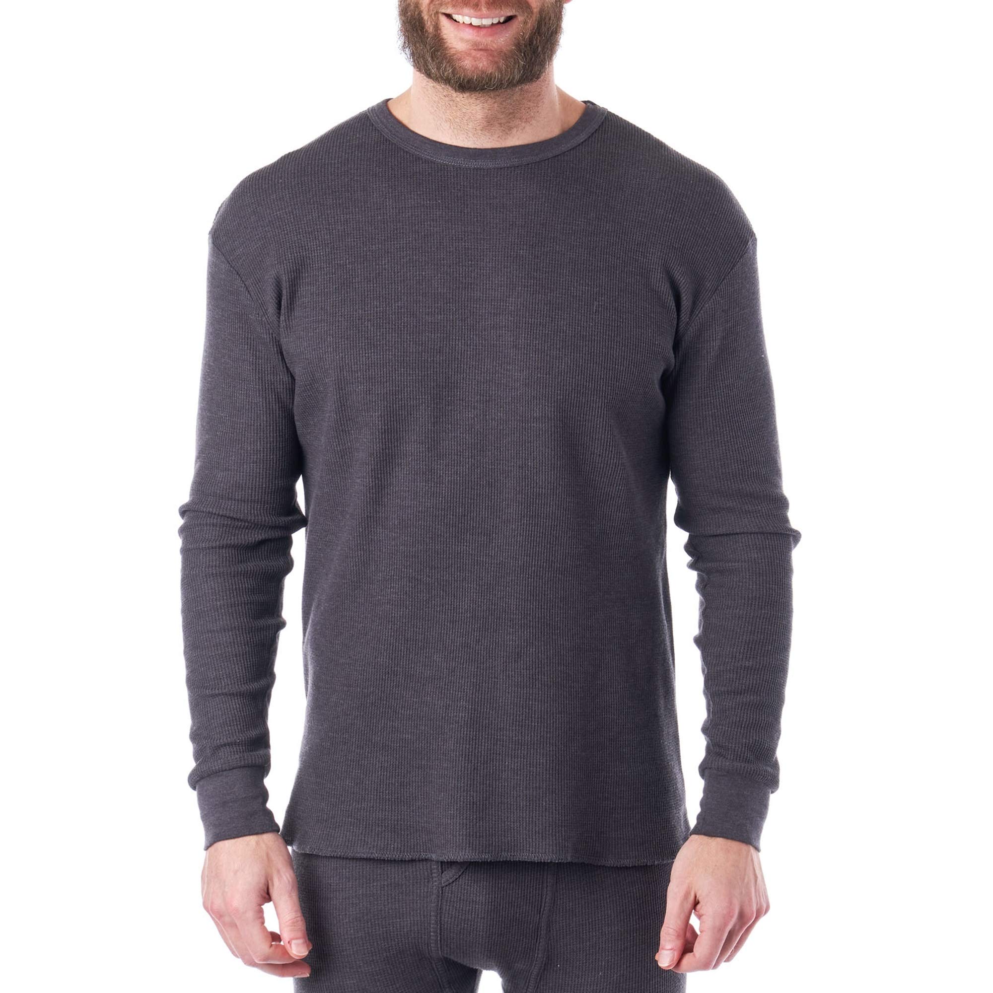 Alpine Swiss Men's Thermal Long Sleeve Henley Shirt - Waffle Knit Crew Neck Base Layer for Cold Weather - Perfect for Winter Hiking, Skiing & Outdoor Activities