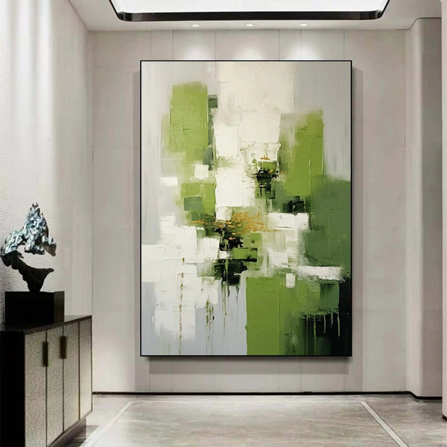 Blue & Green Abstract Wall Art Canvas Print #BG103 - Modern Home Decor for Living Room, Bedroom & Office