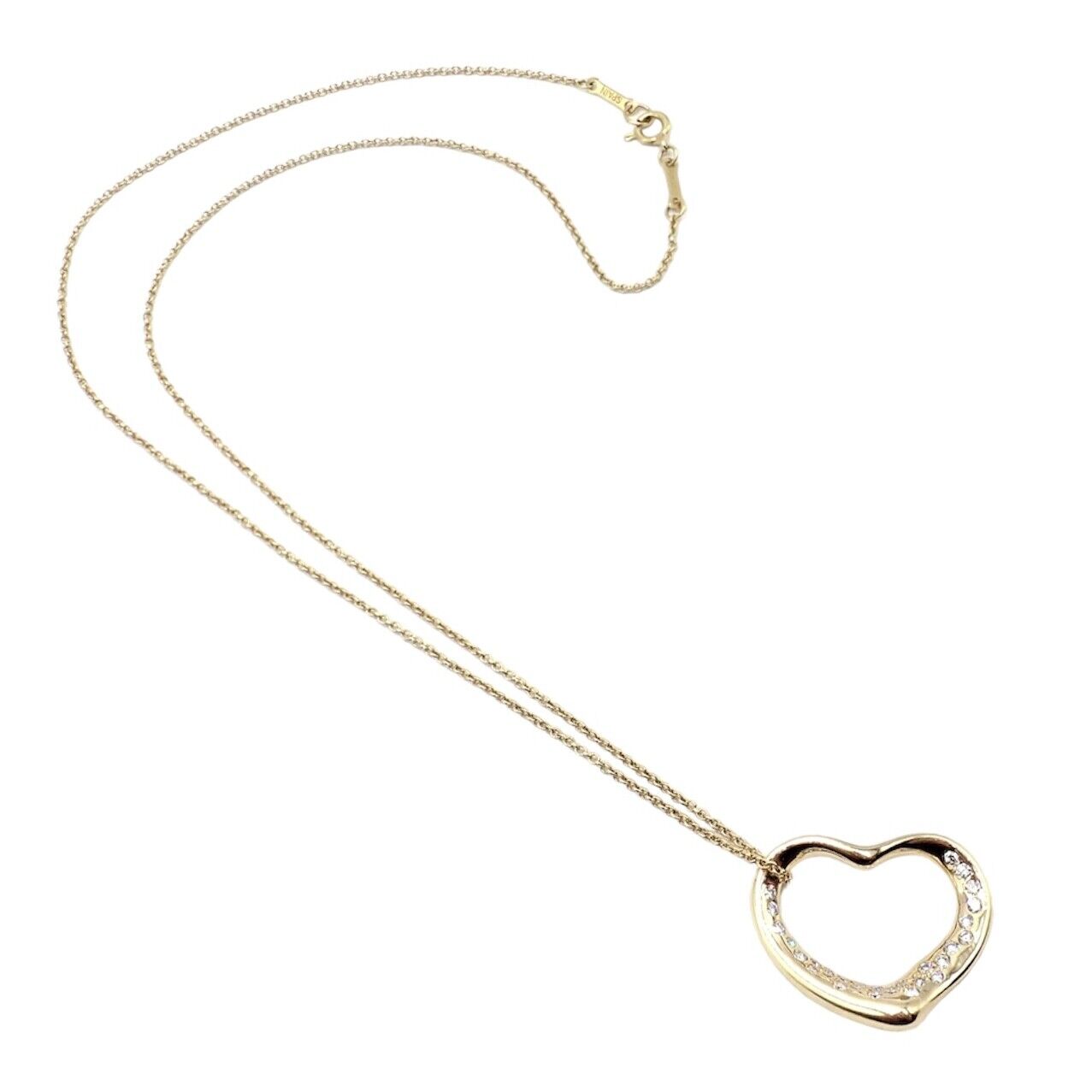 Authentic Tiffany & Co Elsa Peretti 18k Yellow Gold Diamond Open Heart Pendant Necklace - Perfect for Anniversary Gifts, Valentine's Day & Special Occasions