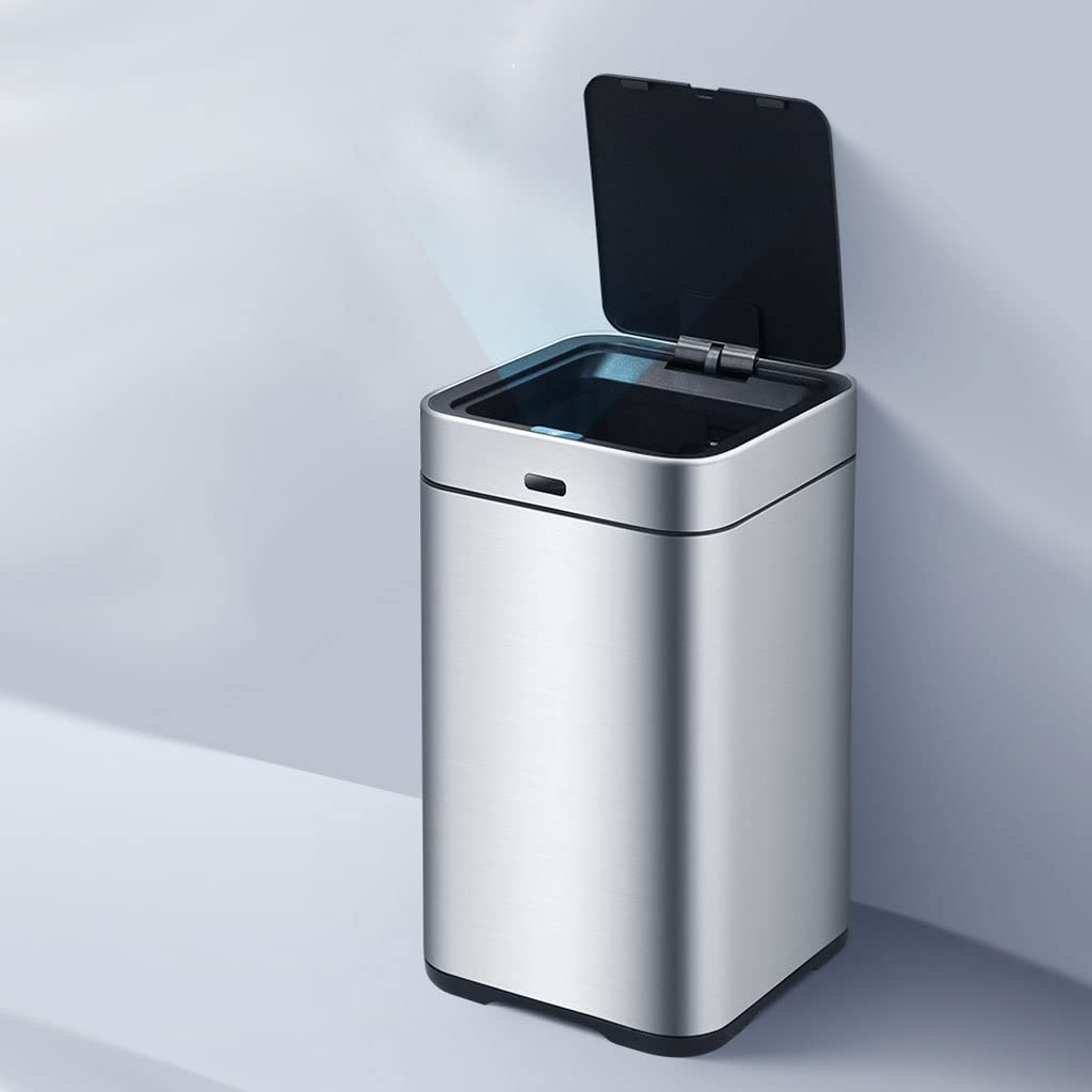 Automatic Sensor Trash Can - 10L Stainless Steel Smart Garbage Bin with Rechargeable Battery for Kitchen, Living Room & Bathroom - Hands-Free Motion Sensor Waste Basket for Home & Office Use