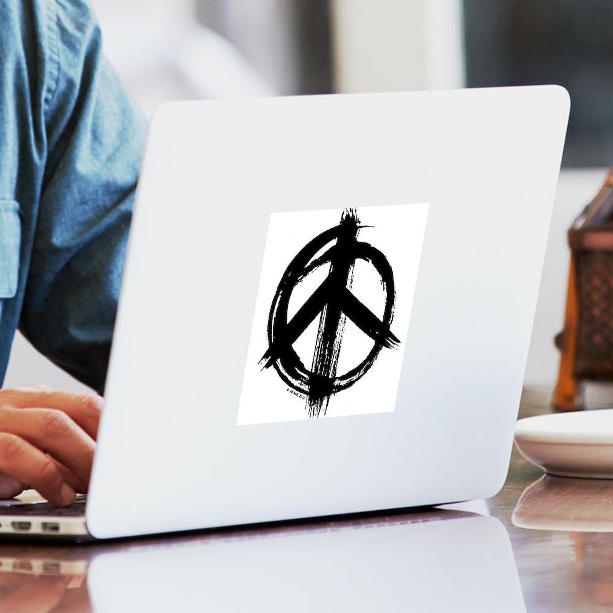 Peace Sign Black Square Sticker 3