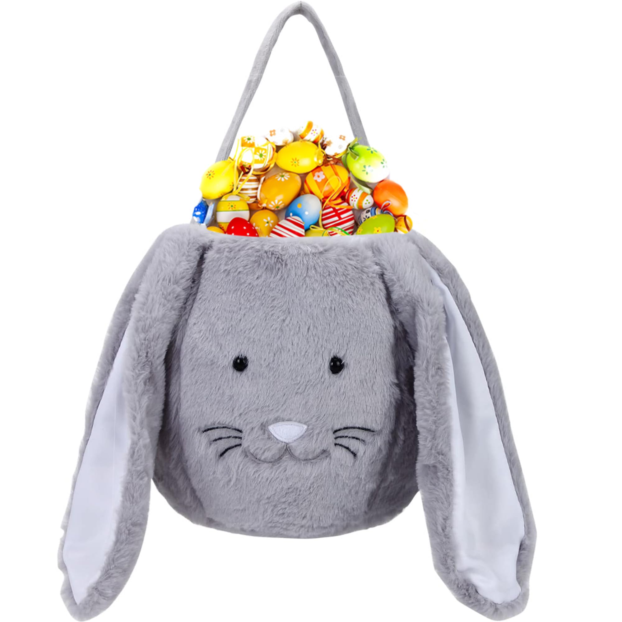 Personalized Plush Easter Bunny Basket with Long Ears - Monogrammed Easter Bucket for Egg Hunting, Candy Storage & Easter Decorations - Perfect Easter Gift Bags for Kids & Home Decor