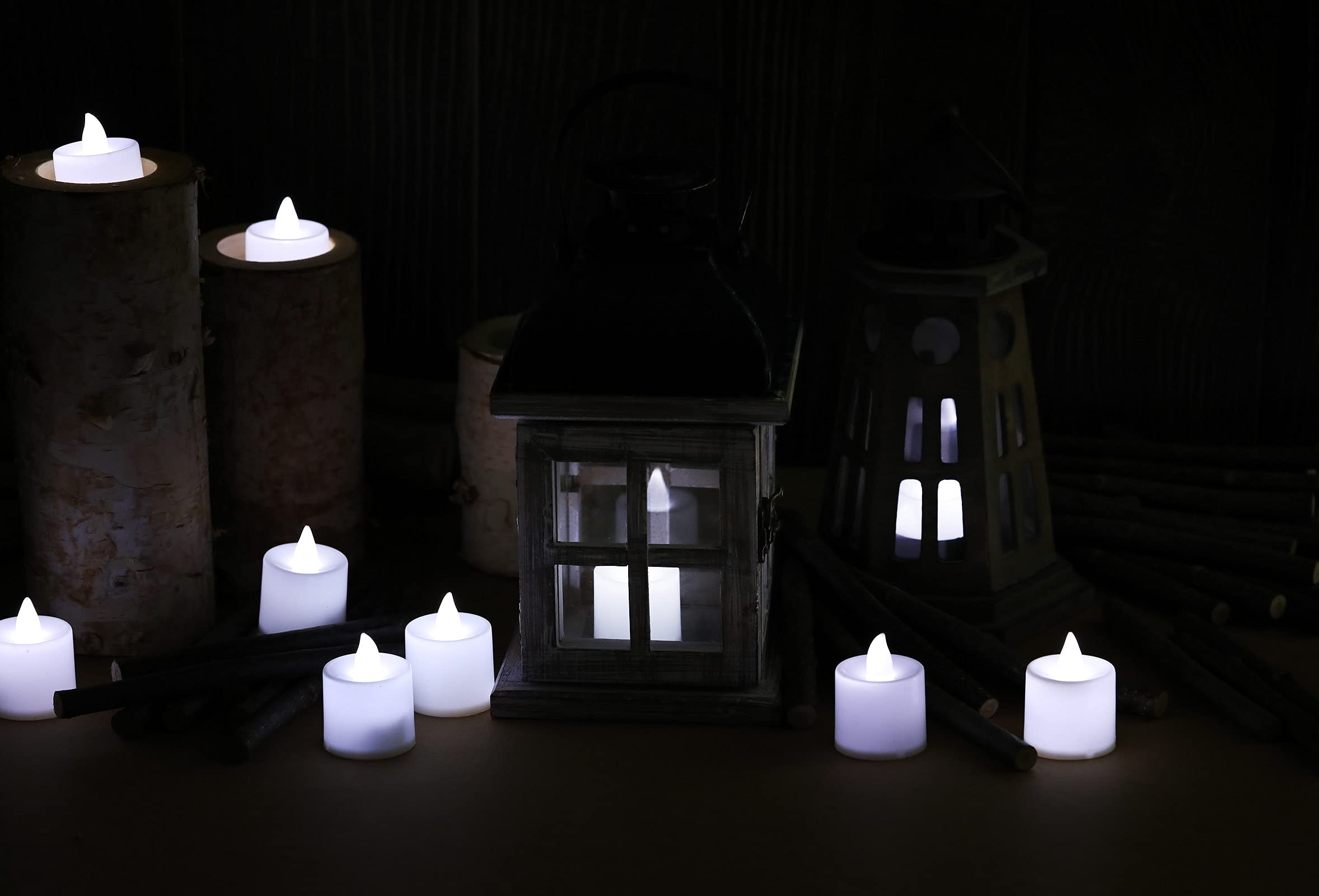 LANKER 24 Pack Flameless LED Tea Lights - Battery Operated Candles for Christmas Halloween Decor