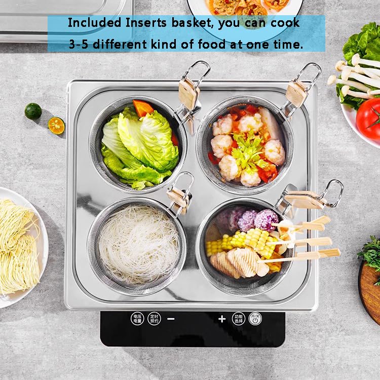RSBFER 2/4/6 Hole Stainless Steel Pasta Cooker Set - Fast Heating, Hangable Lid, Safe Handles for Home Kitchen & Restaurant Use | Commercial Cooking Equipment for Pasta, Soup & Boiling | Perfect for Catering, Buffets & Food Service Businesses